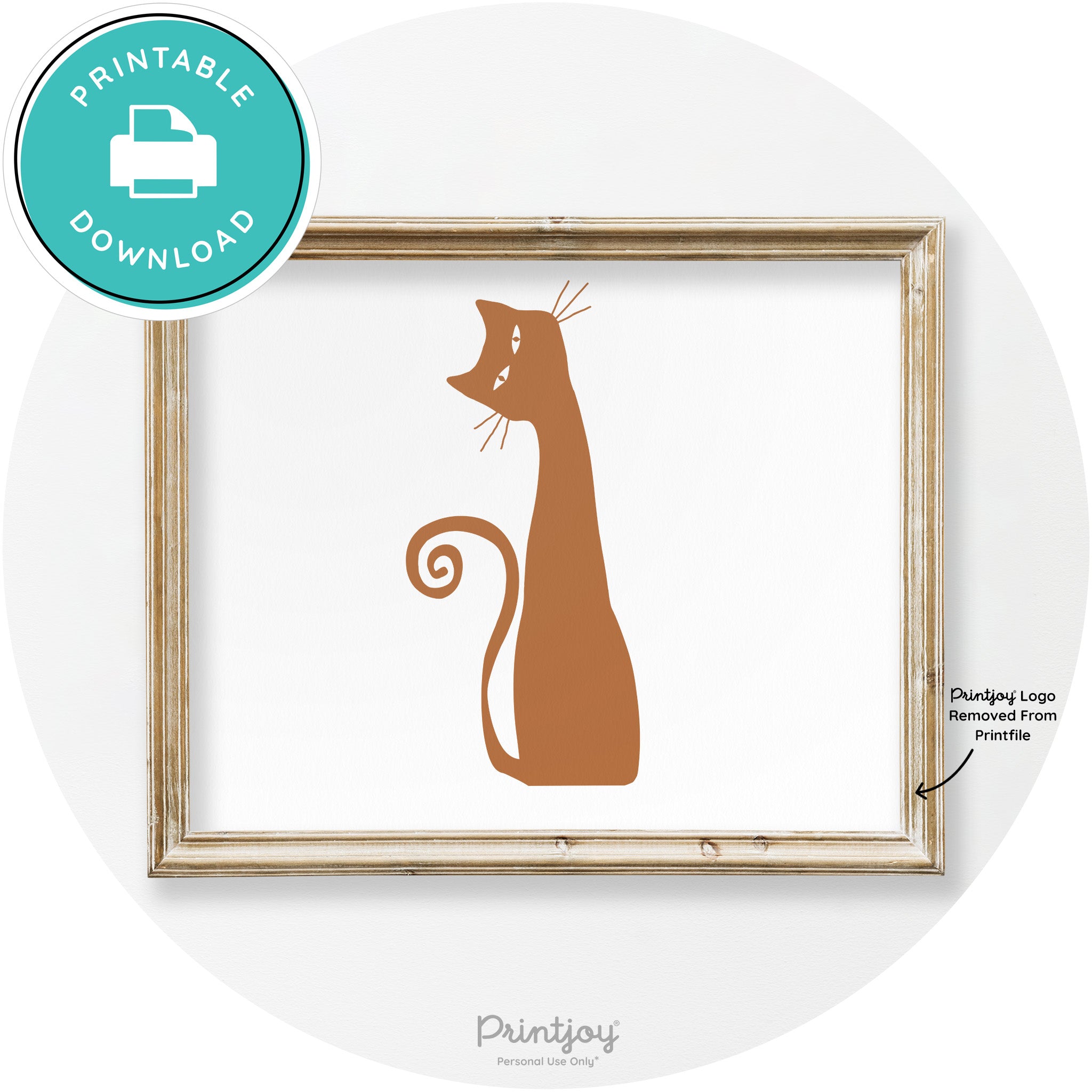 Creepy Skinny Cat Modern Vintage Halloween Wall Art Free Printable