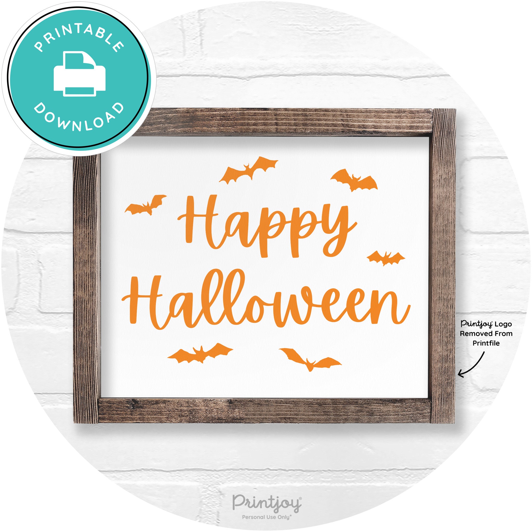Happy Halloween Bats Rustic Farmhouse Wall Art Printable