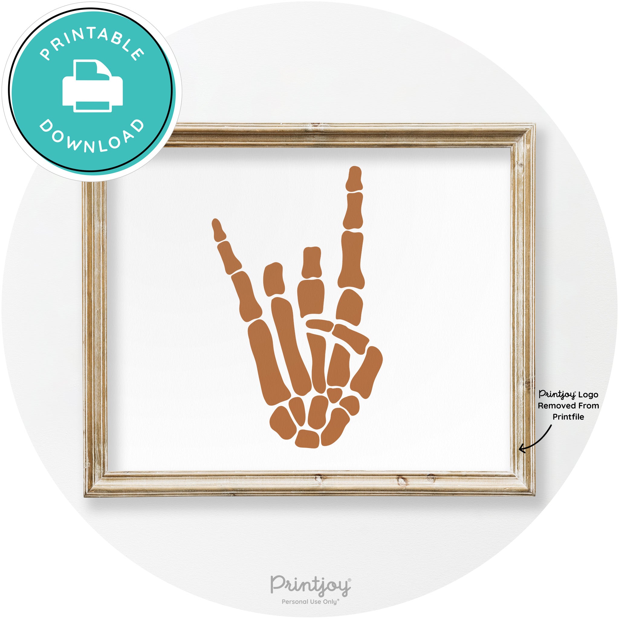 Skeleton Rock On Hand Bones Vintage Halloween Wall Art Free Printable