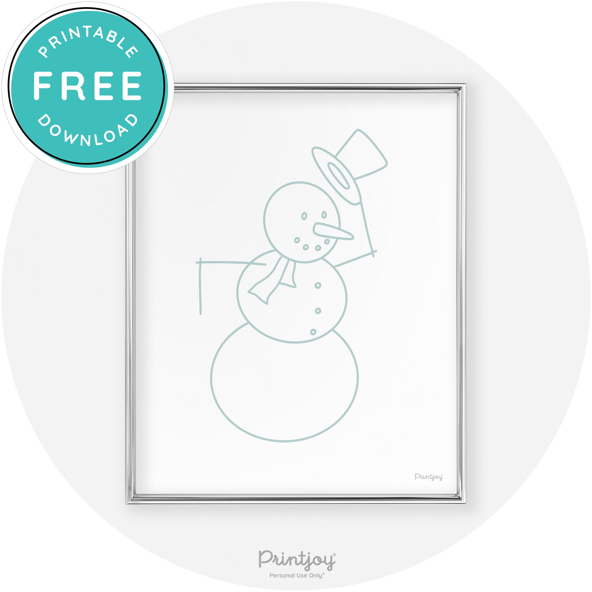 Snowman Line Art Cute Winter Modern Chic Wall Art Free Printable - Printjoy