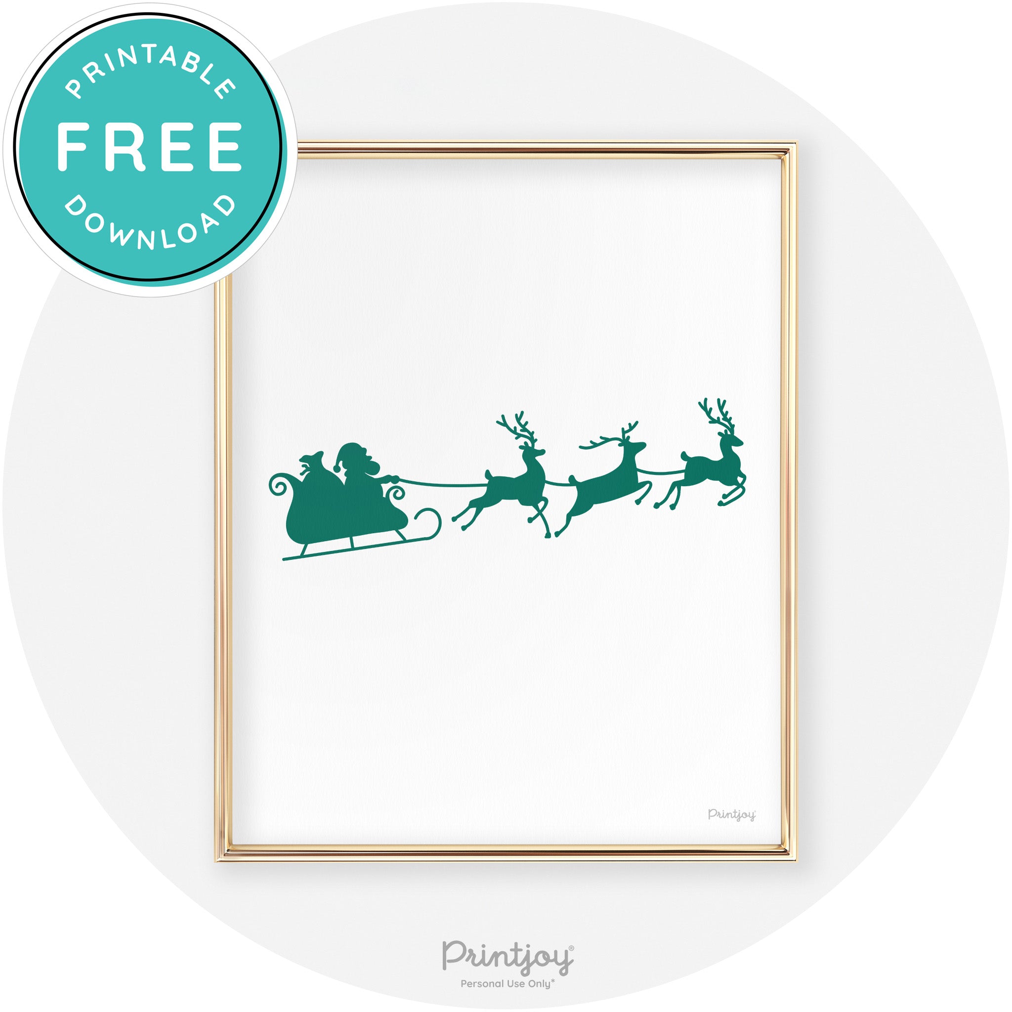 Santa Sleigh Reindeer Silhouette Cute Chic Wall Art Free Printable
