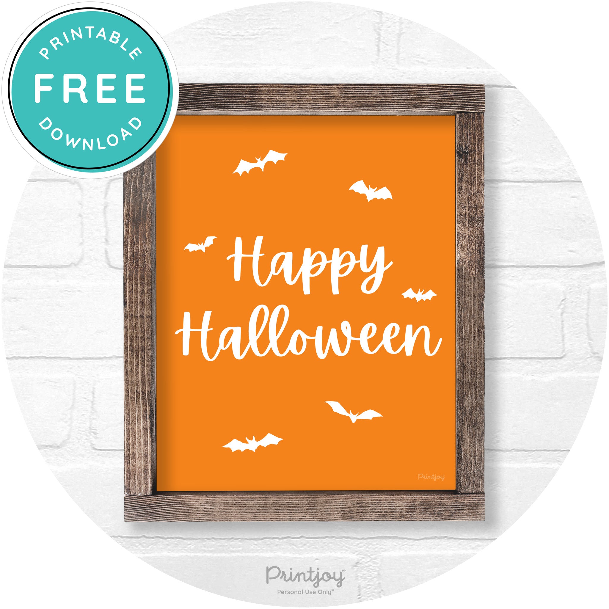 Happy Halloween Bats Rustic Farmhouse Wall Art Printable