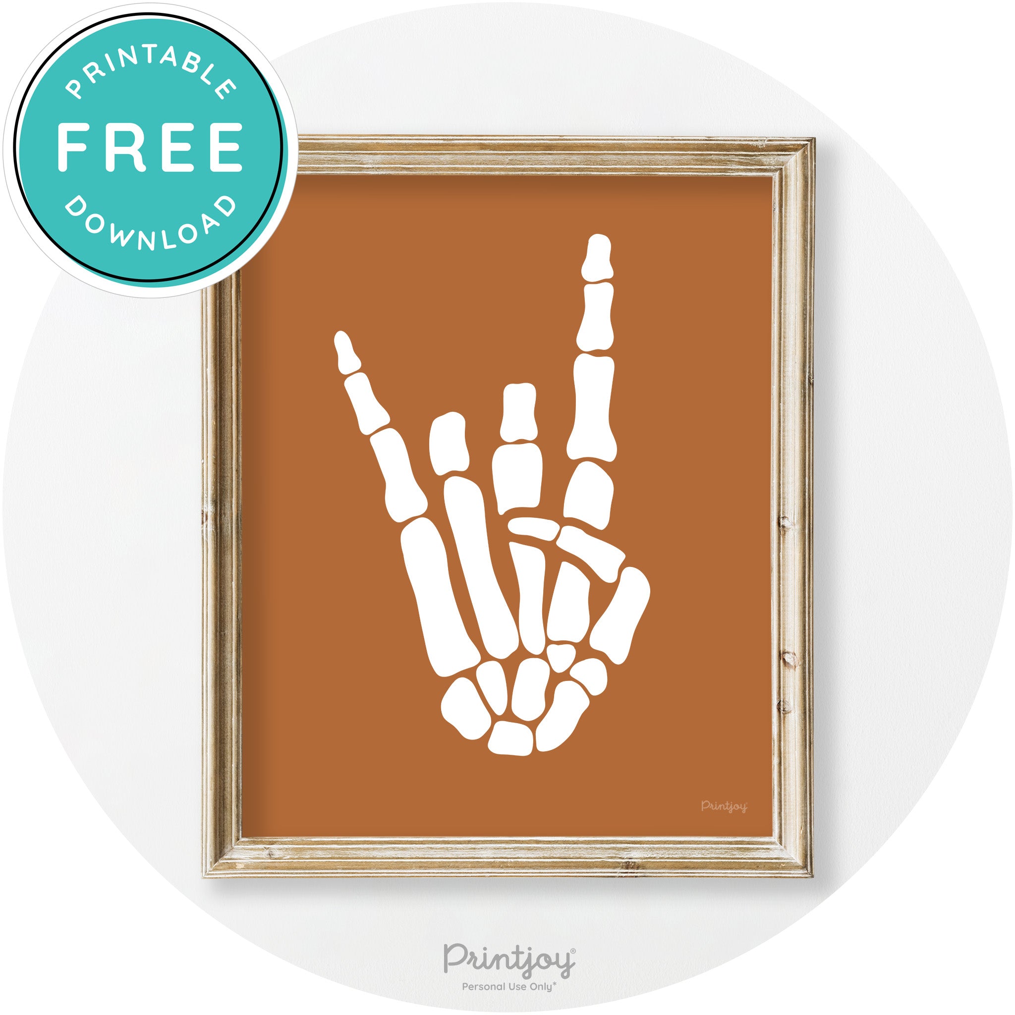Skeleton Rock On Hand Bones Vintage Halloween Wall Art Free Printable