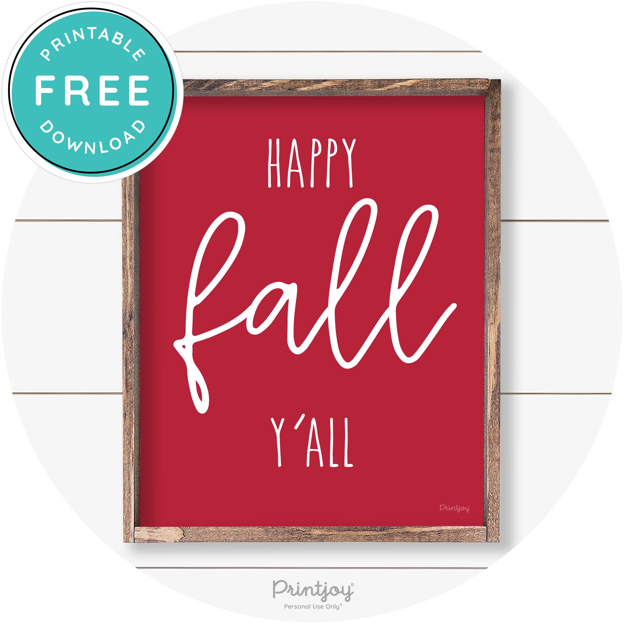 Happy Fall Y'all Cute Farmhouse Autumn Wall Art Decor Free Printable