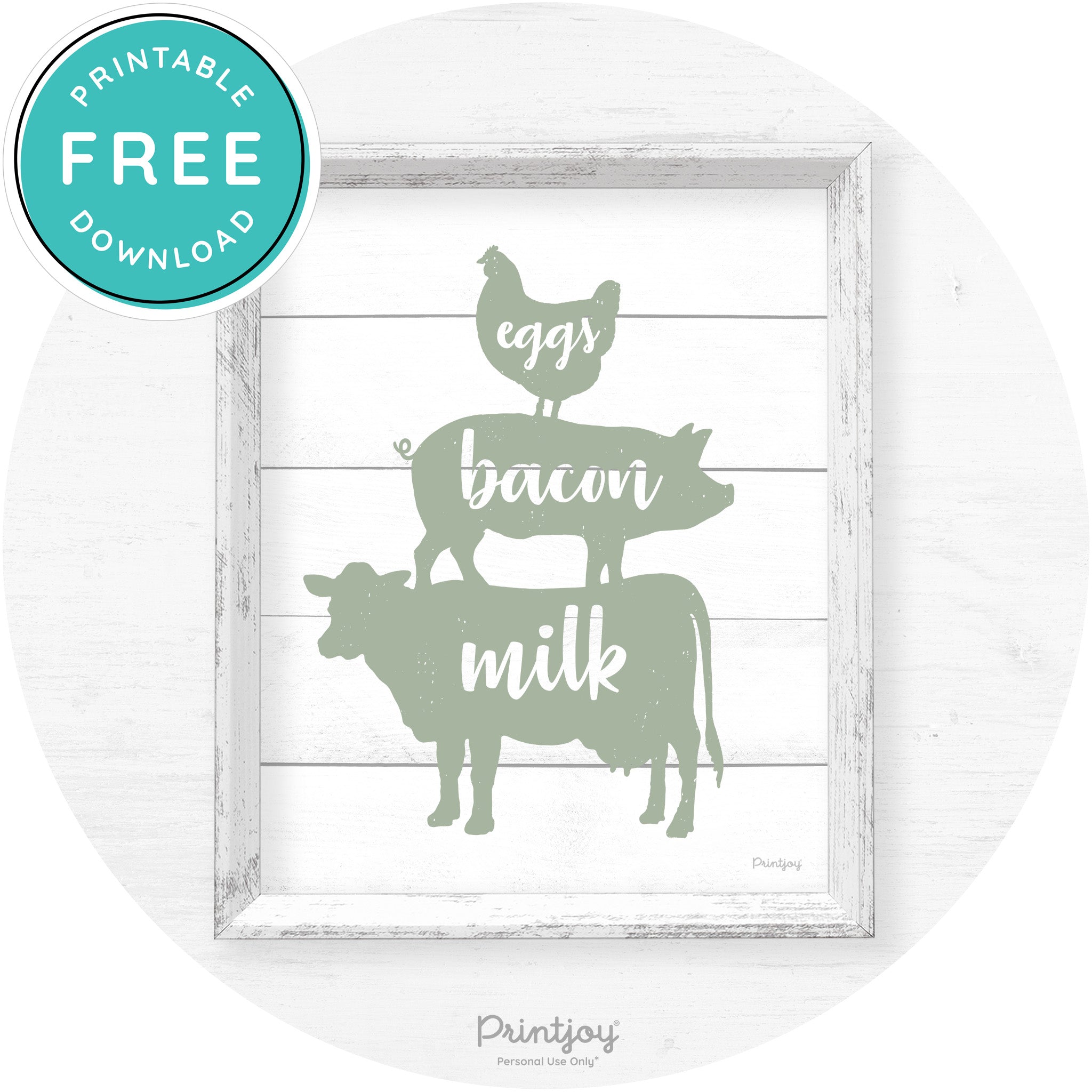 Stacked Farm Animals Eggs Bacon Milk Farmhouse Art Free Printable