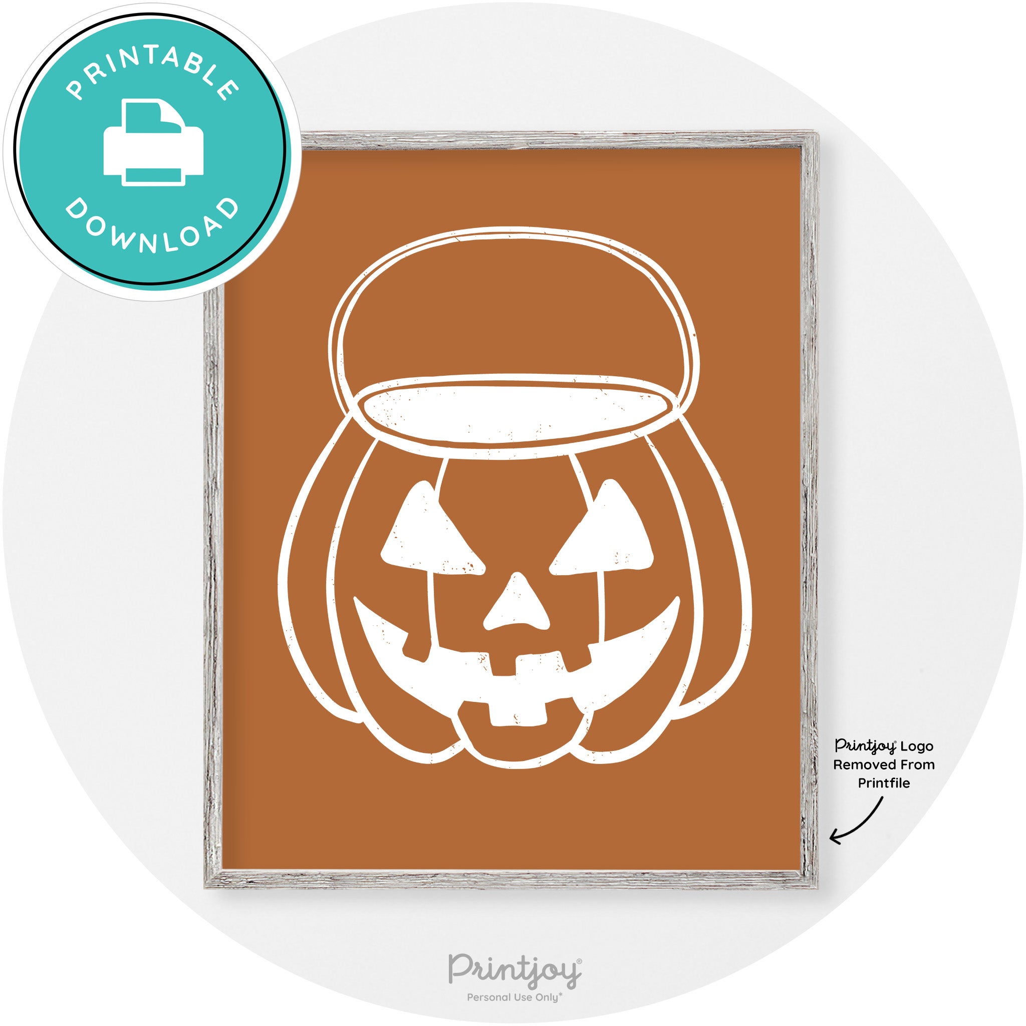 Jack O Lantern Treat Bucket Vintage Halloween Wall Art Free Printable - Printjoy