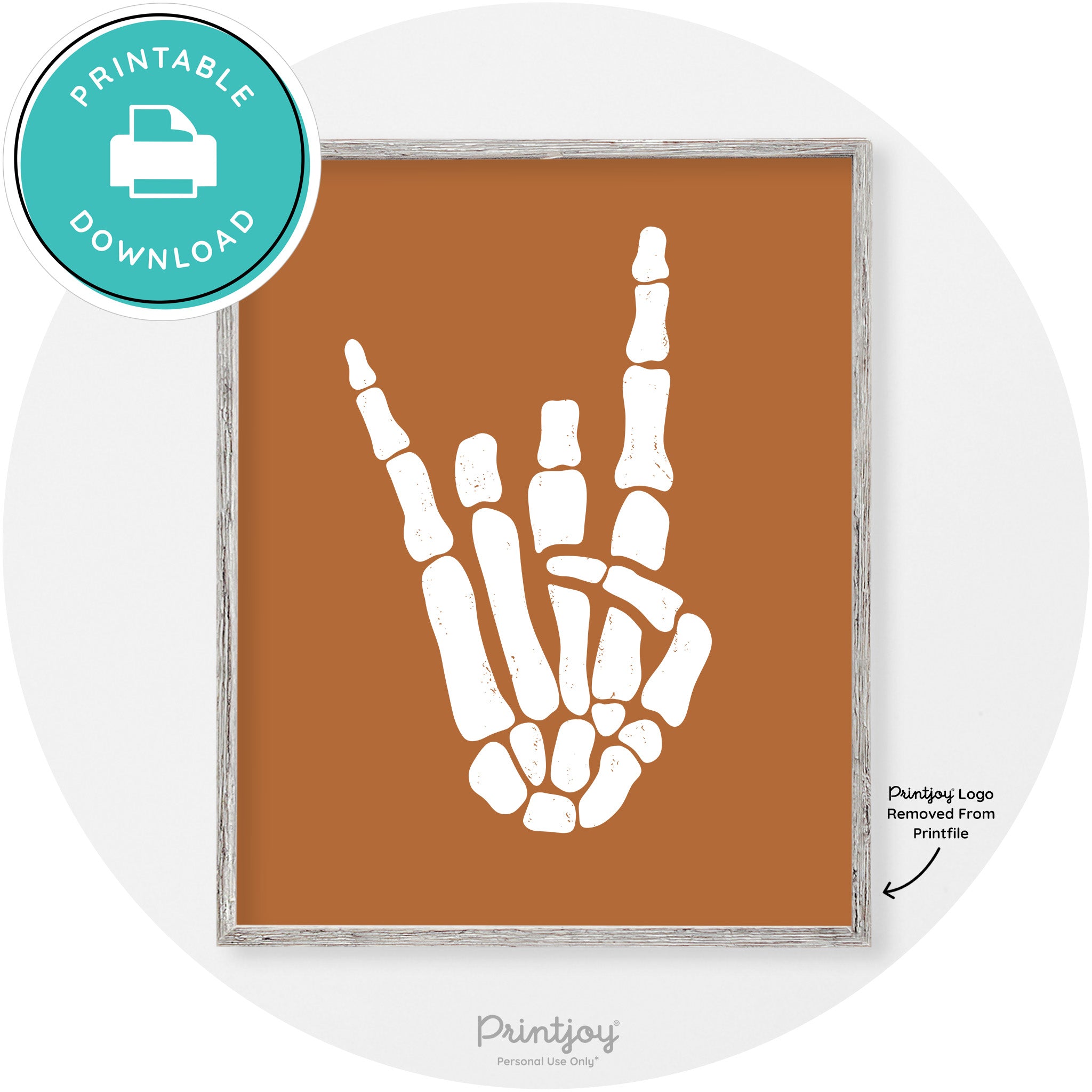 Skeleton Rock On Hand Bones Vintage Halloween Wall Art Free Printable - Printjoy