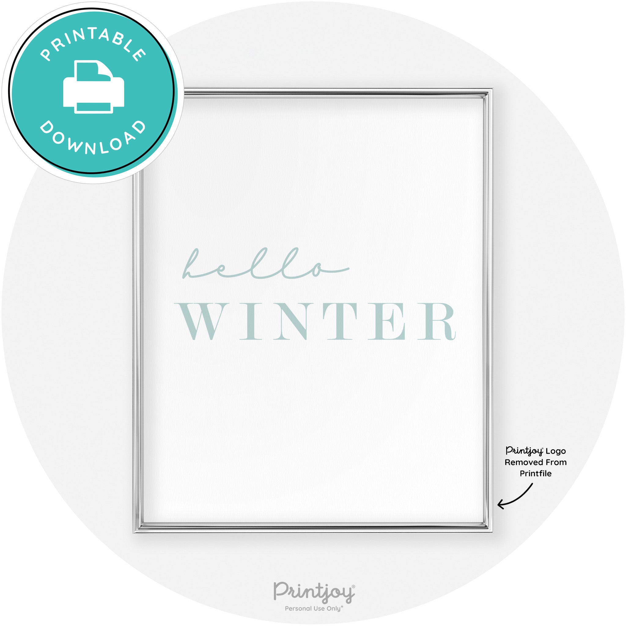 Hello Winter Cute Seasonal Modern Chic Wall Art Decor Free Printable