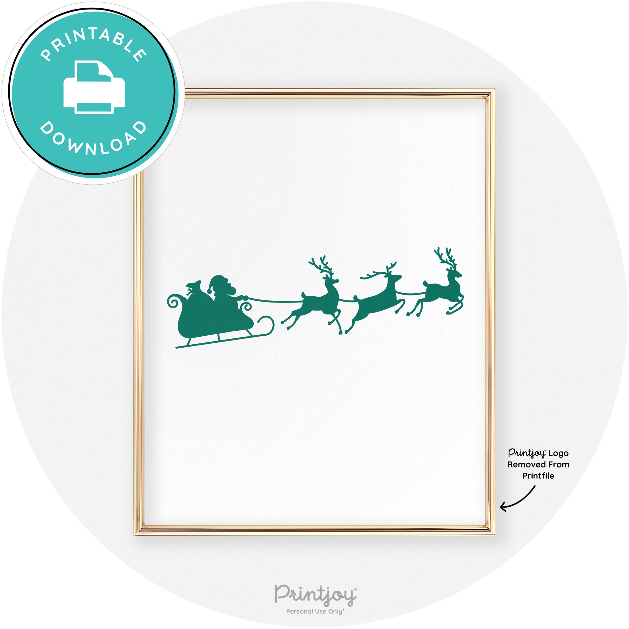 Santa Sleigh Reindeer Silhouette Cute Chic Wall Art Free Printable