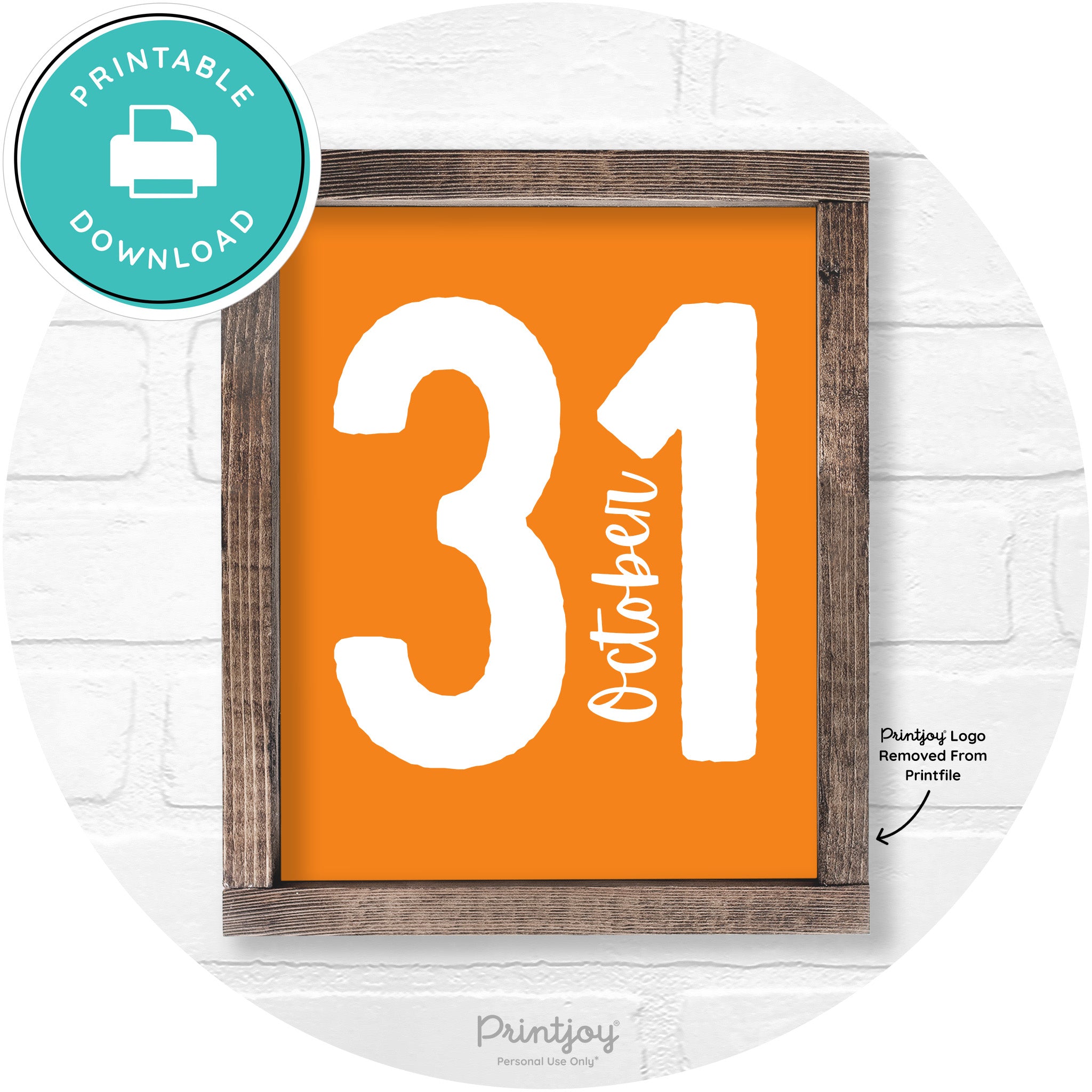 October 31 Halloween Rustic Farmhouse Wall Art Printable