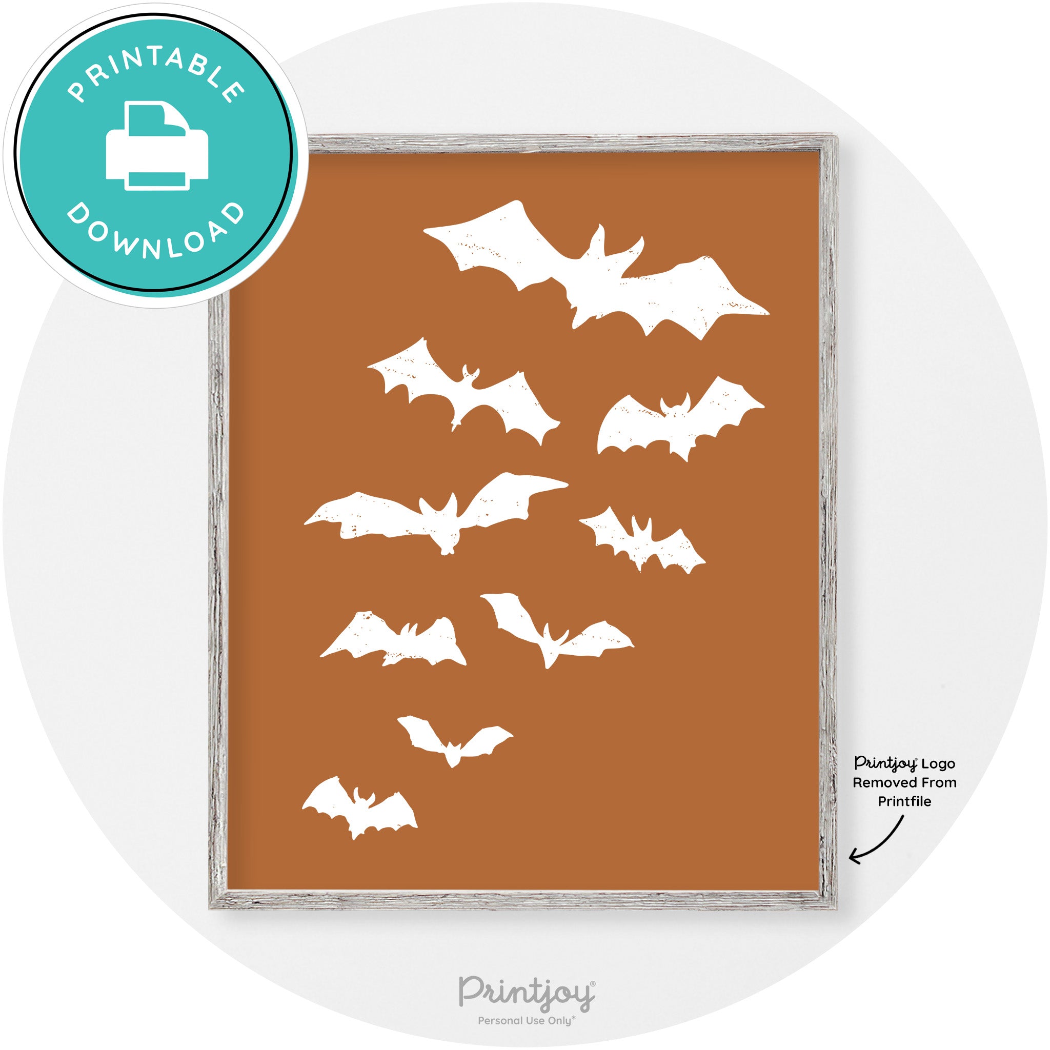 Halloween Bats Silhouette Modern Vintage Wall Art Free Printable - Printjoy