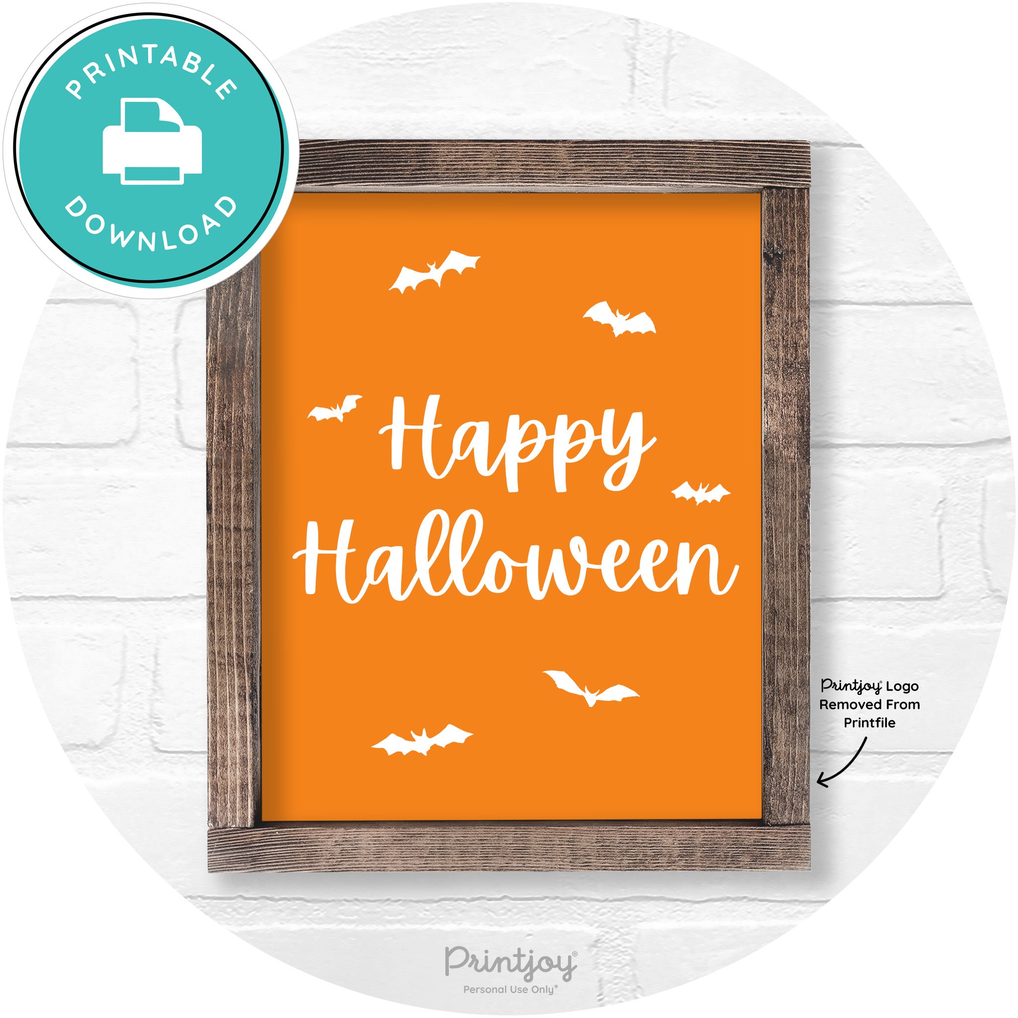 Happy Halloween Bats Rustic Farmhouse Wall Art Printable