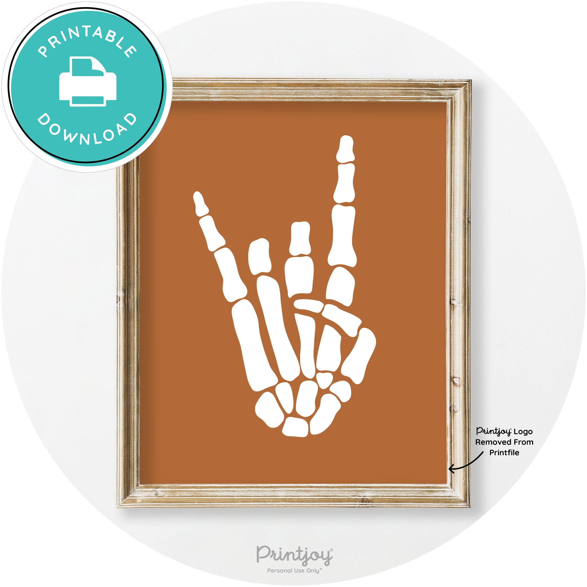 Skeleton Rock On Hand Bones Vintage Halloween Wall Art Free Printable