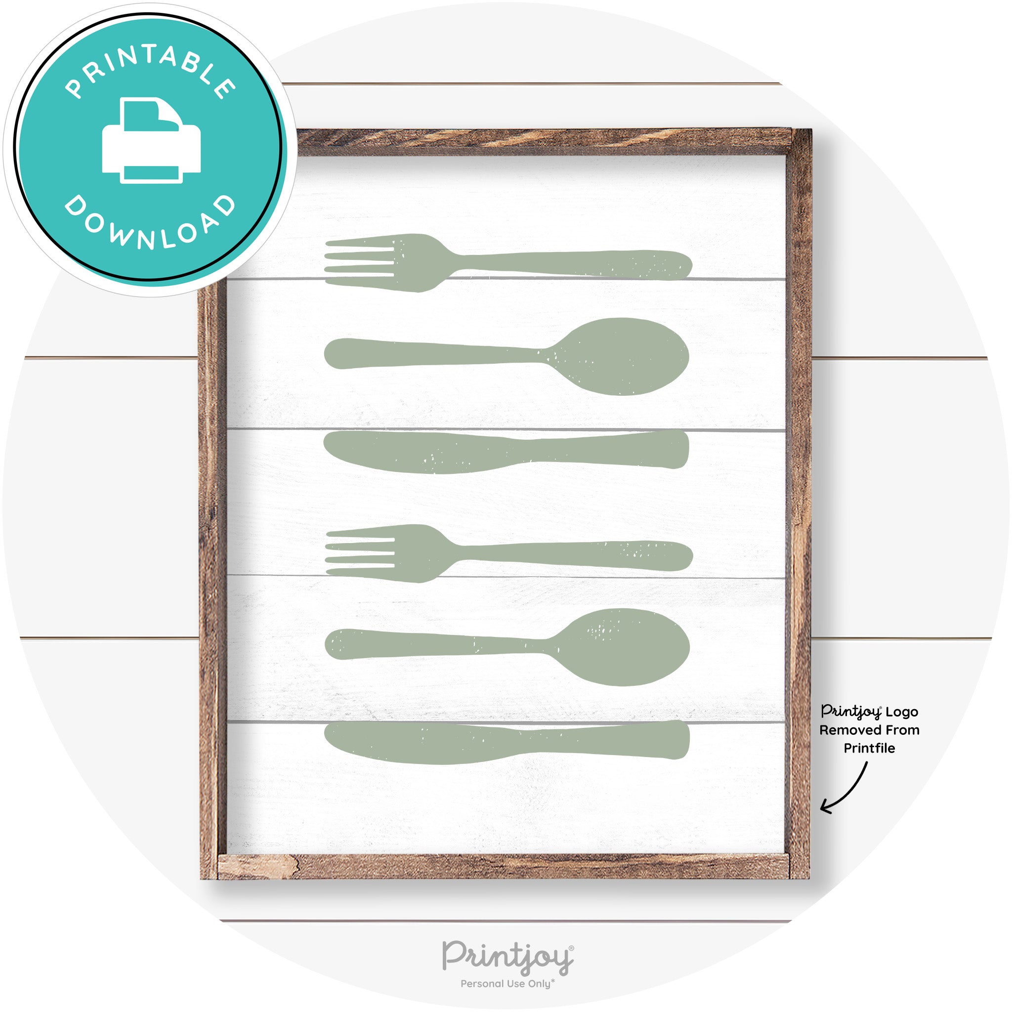 Fork Spoon Knife Pattern Farmhouse Kitchen Wall Art Free Printable