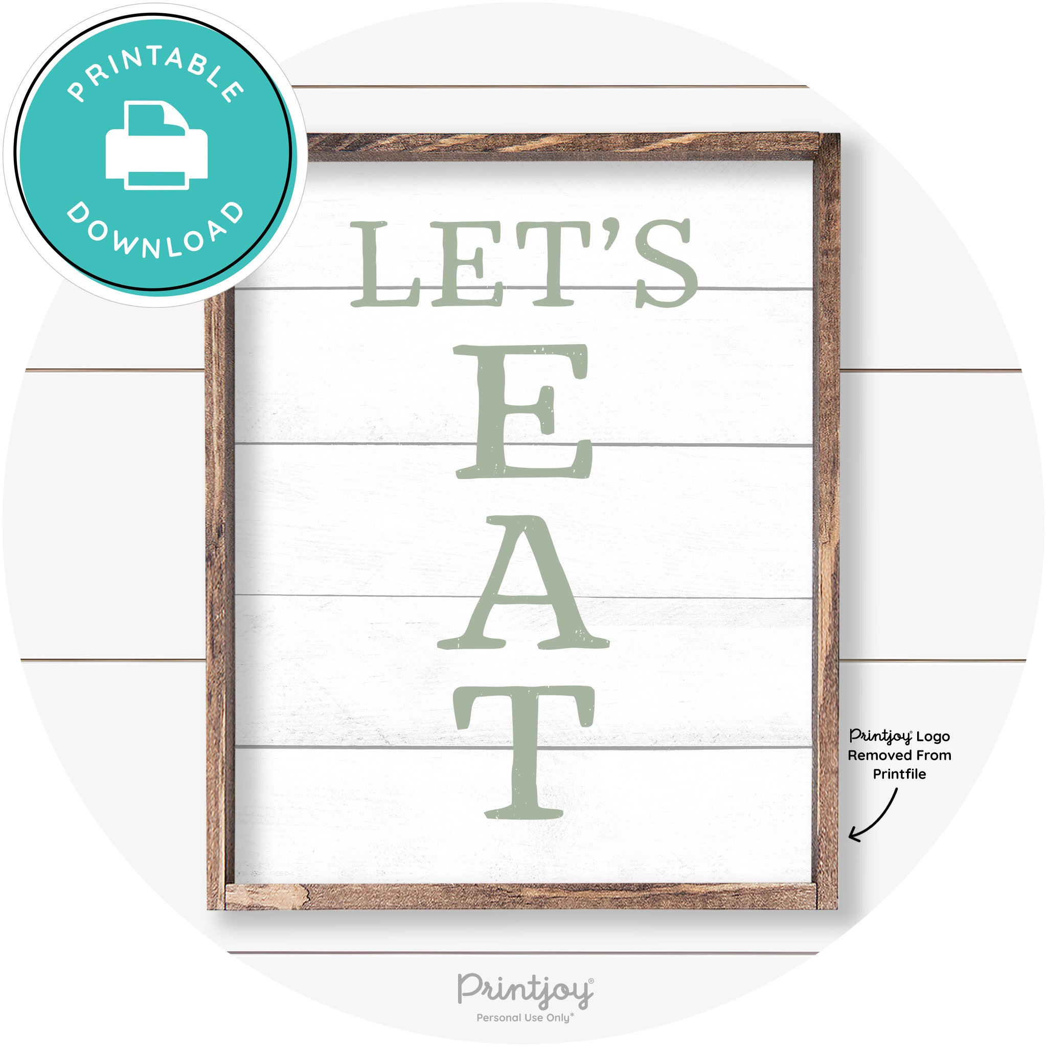 Let's Eat Kitchen Sign Rustic Farmhouse Wall Art Decor Free Printable