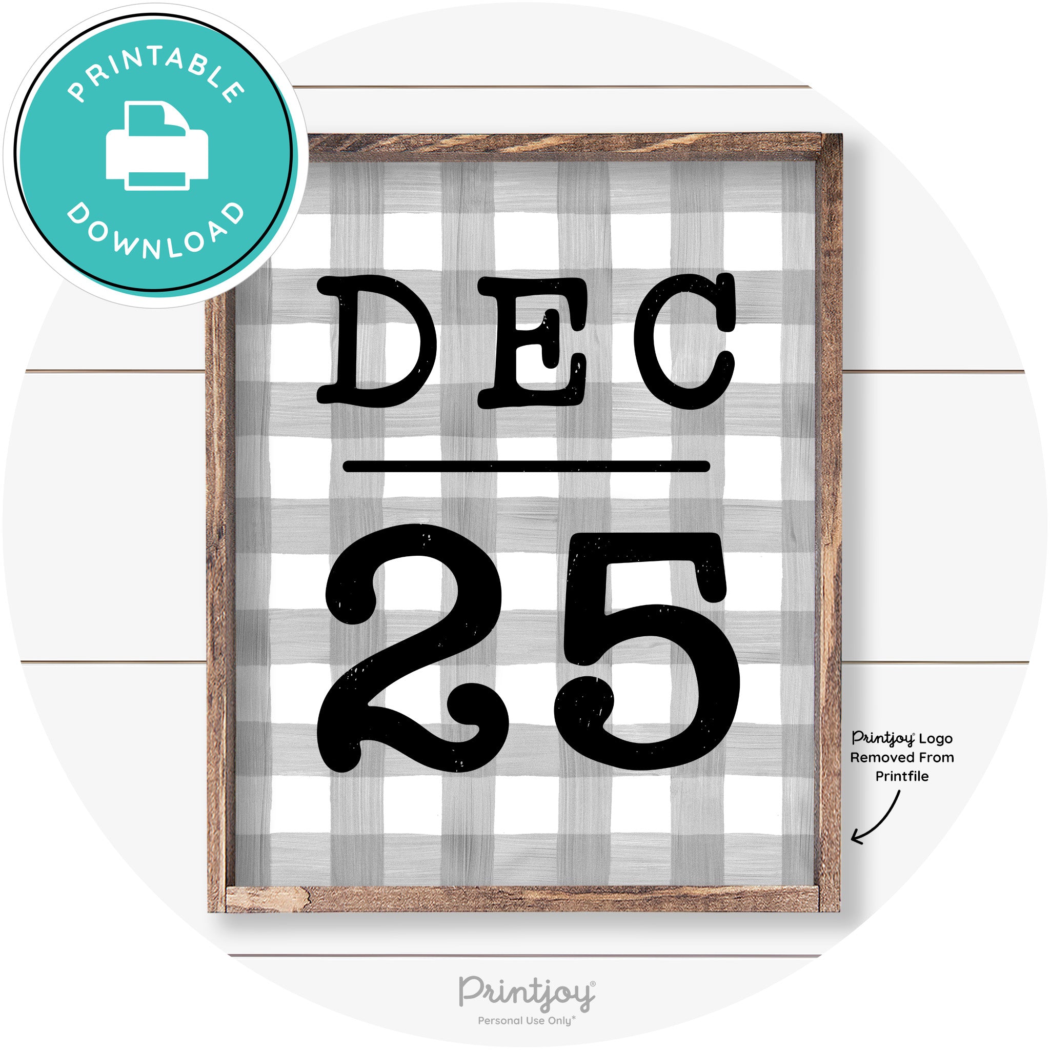 Dec 25 Christmas Rustic Farmhouse Wall Art Decor Free Printable