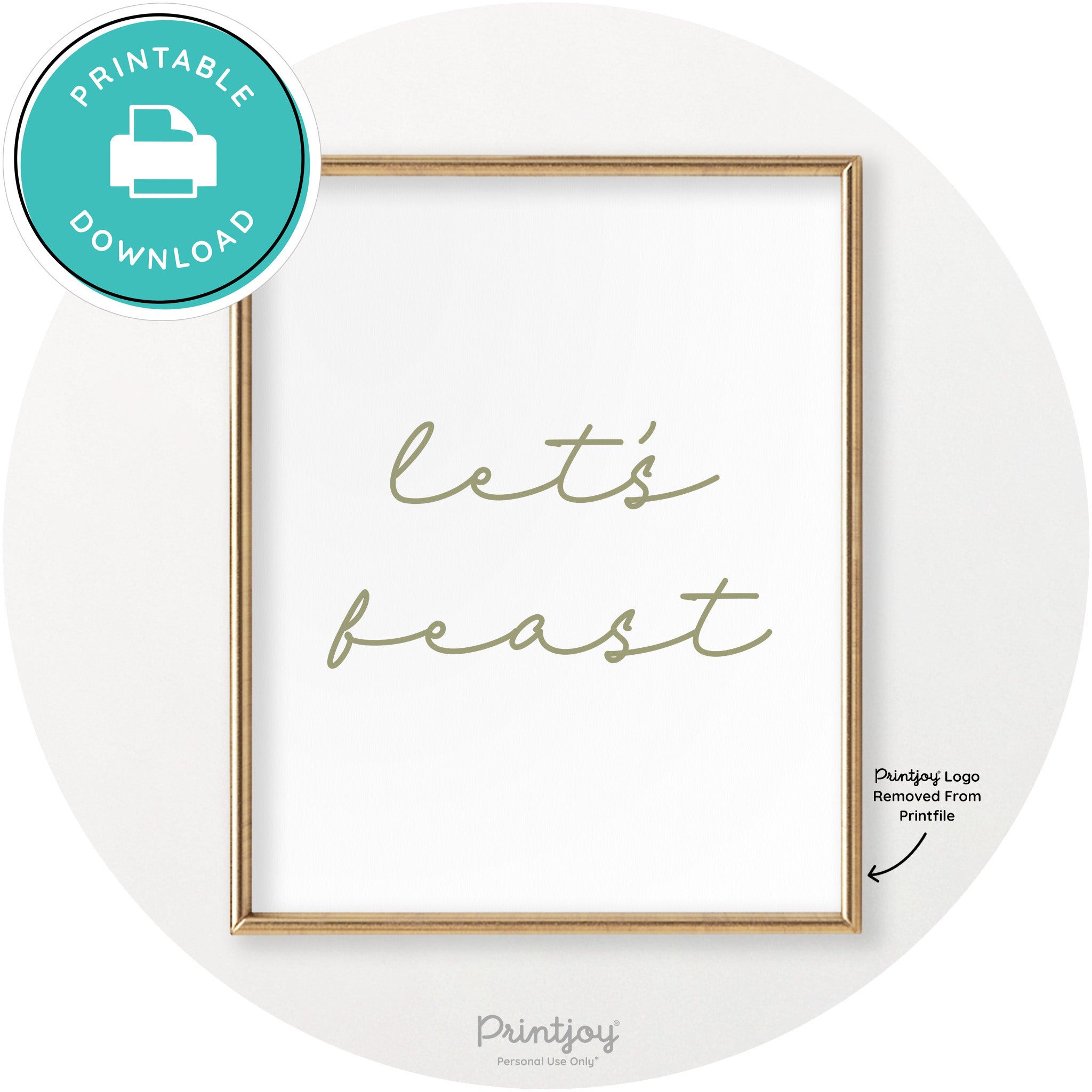 Let's Feast Cute Thanksgiving Modern Chic Wall Art Printable