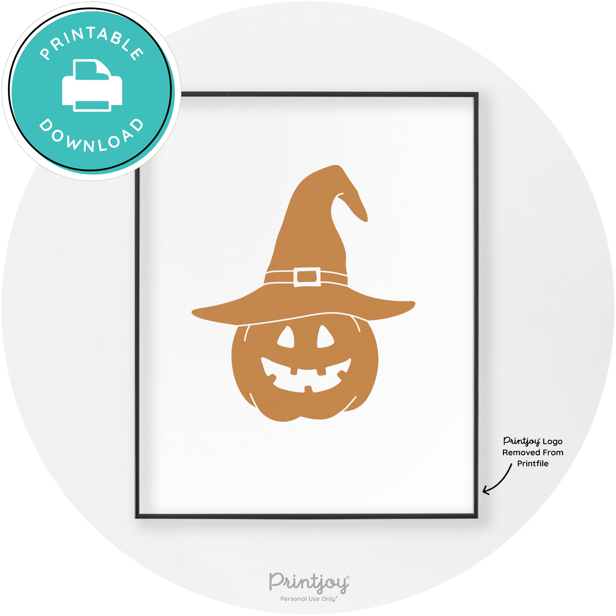 Halloween Cute Witch Jack O Lantern Chic Wall Art Printable