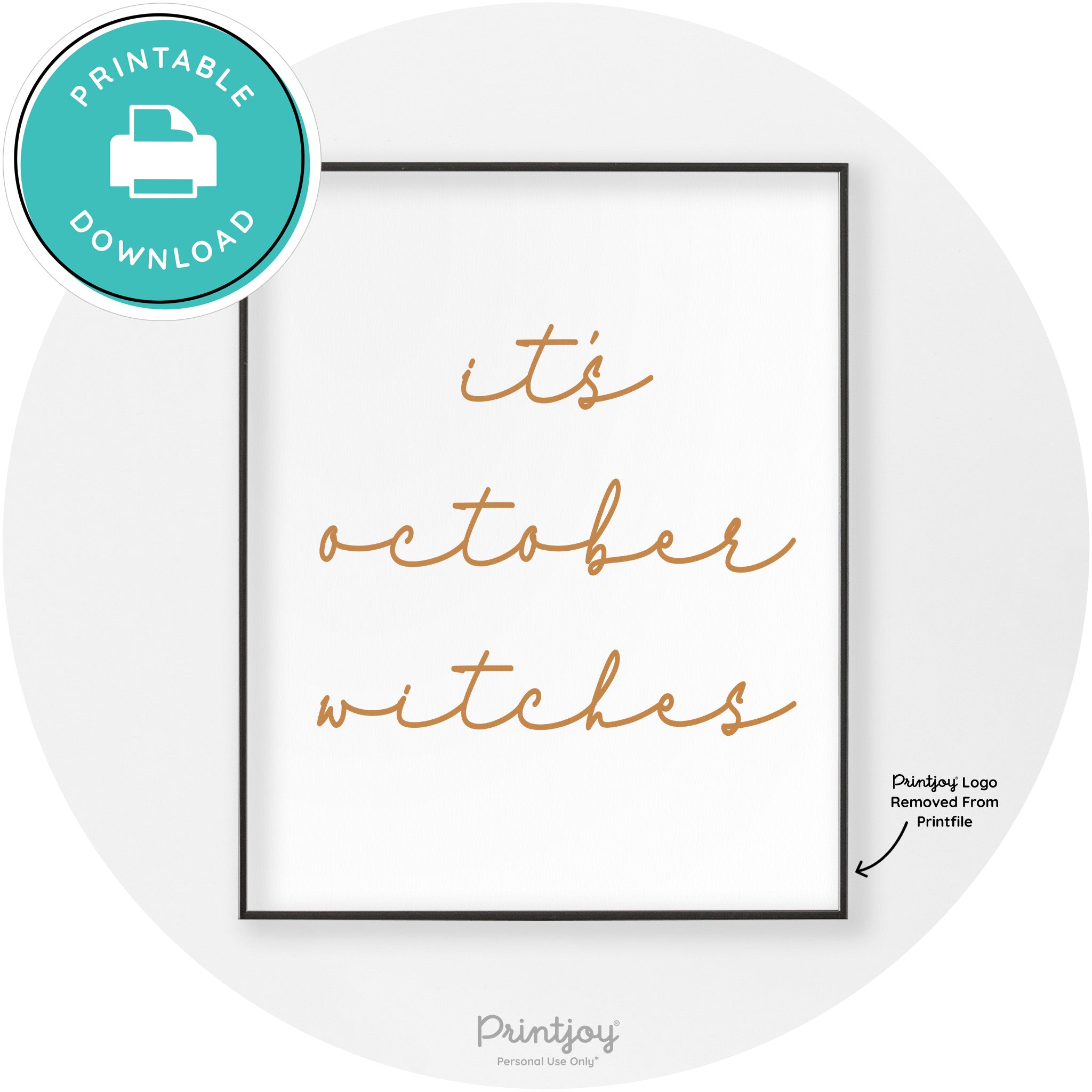 It's October Witches Halloween Modern Chic Wall Art Free Printable