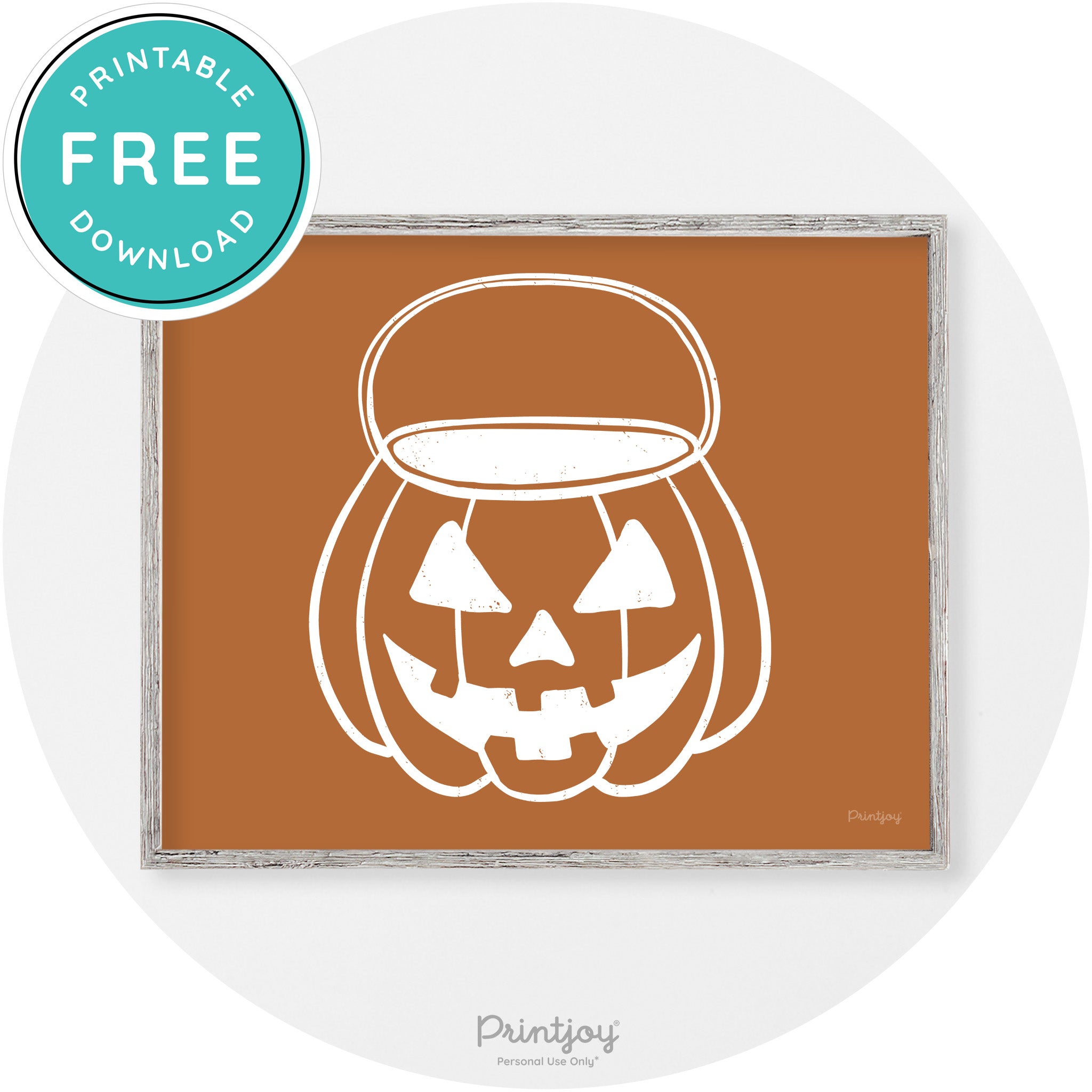 Jack O Lantern Treat Bucket Vintage Halloween Wall Art Free Printable - Printjoy