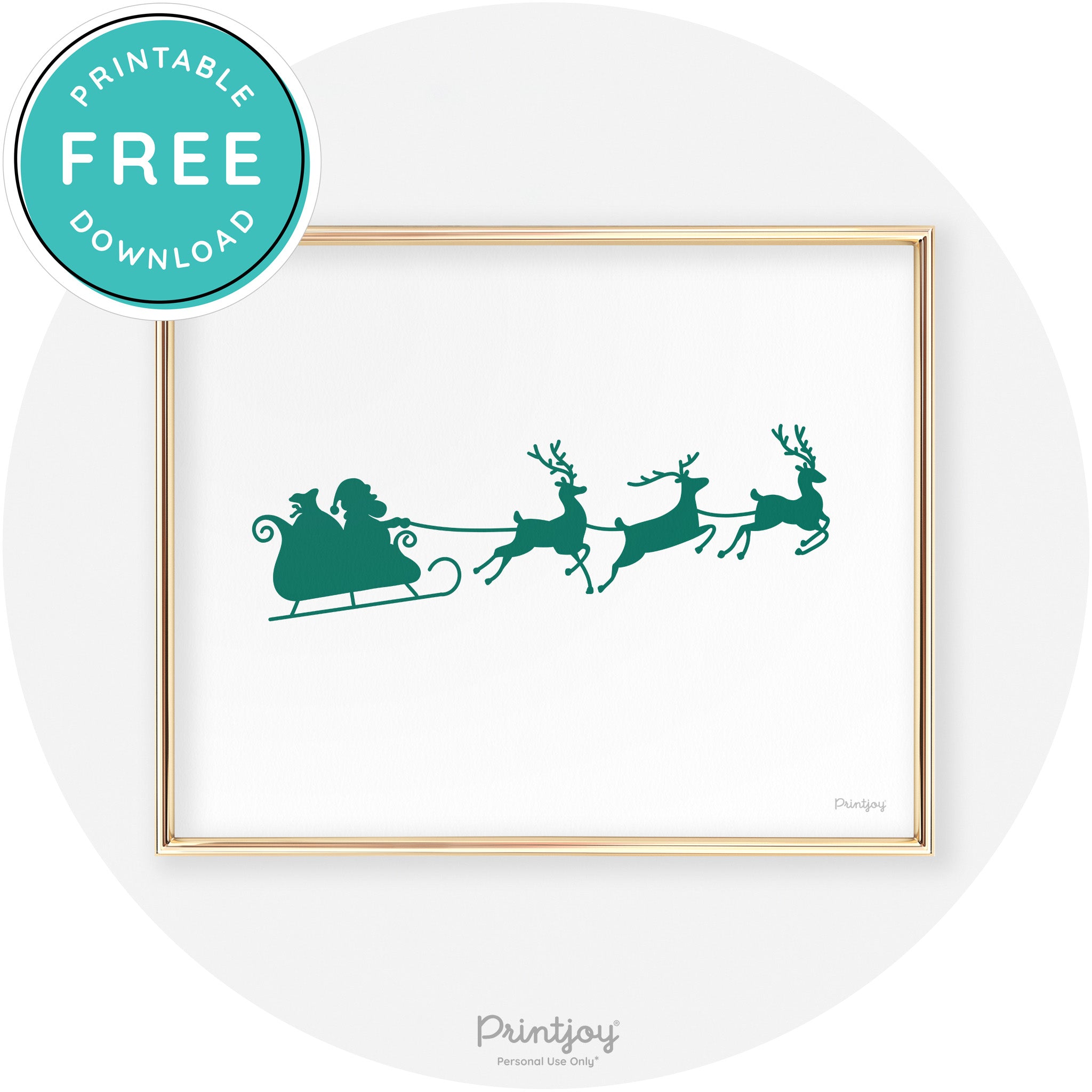 Santa Sleigh Reindeer Silhouette Cute Chic Wall Art Free Printable