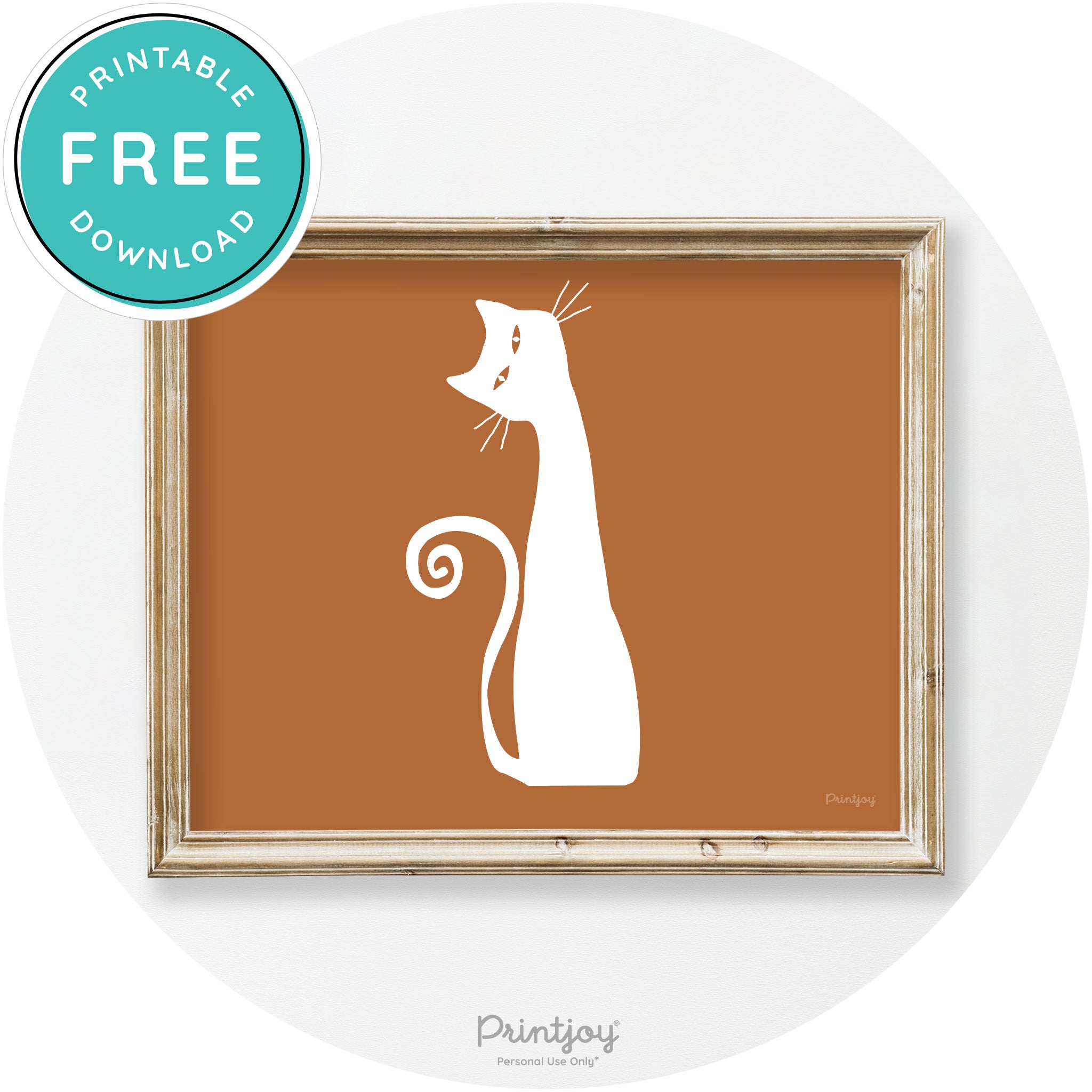 Creepy Skinny Cat Modern Vintage Halloween Wall Art Free Printable