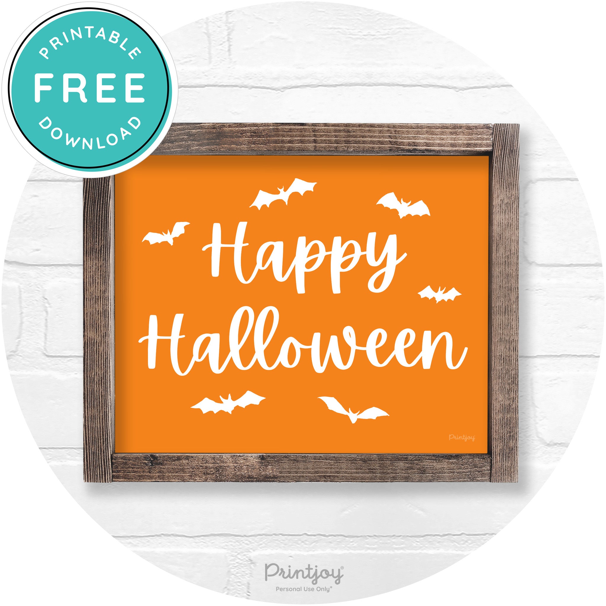 Happy Halloween Bats Rustic Farmhouse Wall Art Printable