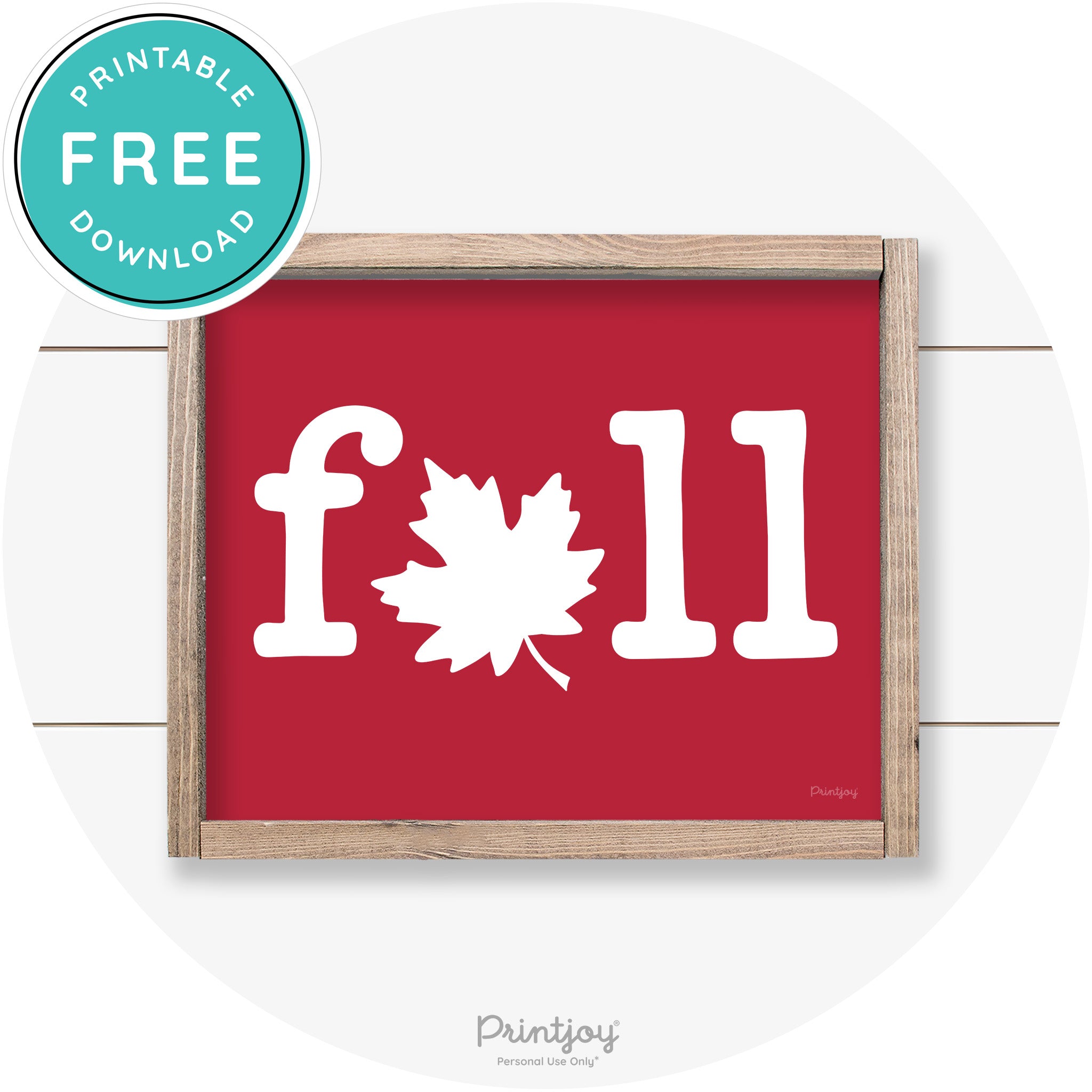 Fall Maple Leaf Cute Modern Farmhouse Wall Art Free Printable