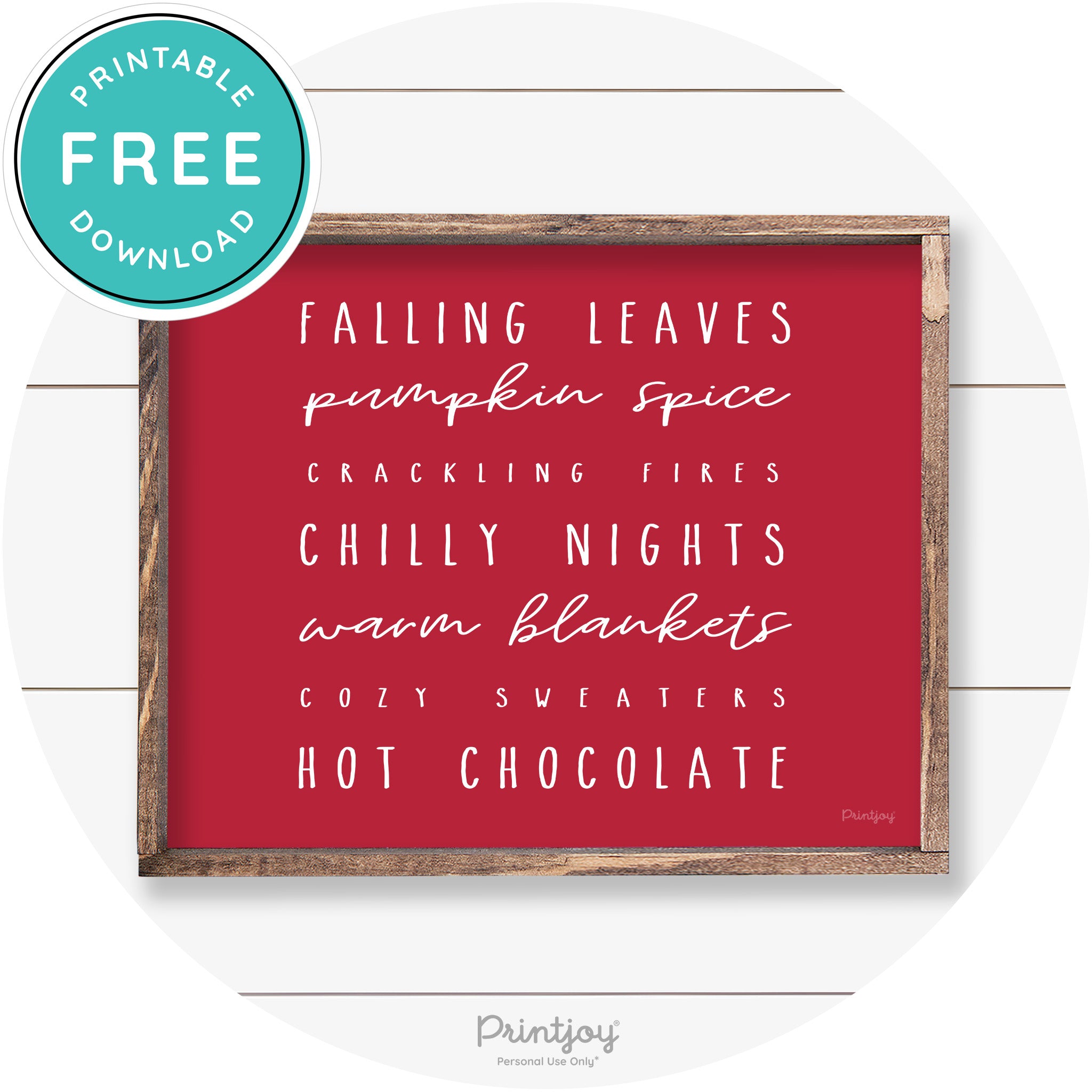 Fall Favorite Things Cute Farmhouse Autumn Wall Art Free Printable