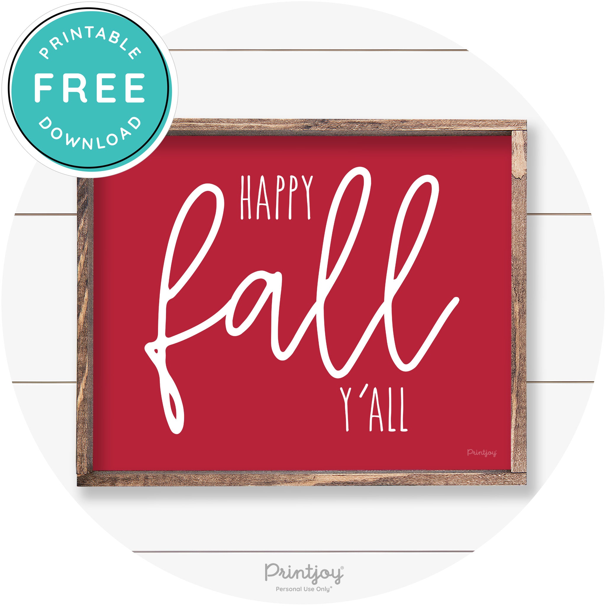 Happy Fall Y'all Cute Farmhouse Autumn Wall Art Decor Free Printable