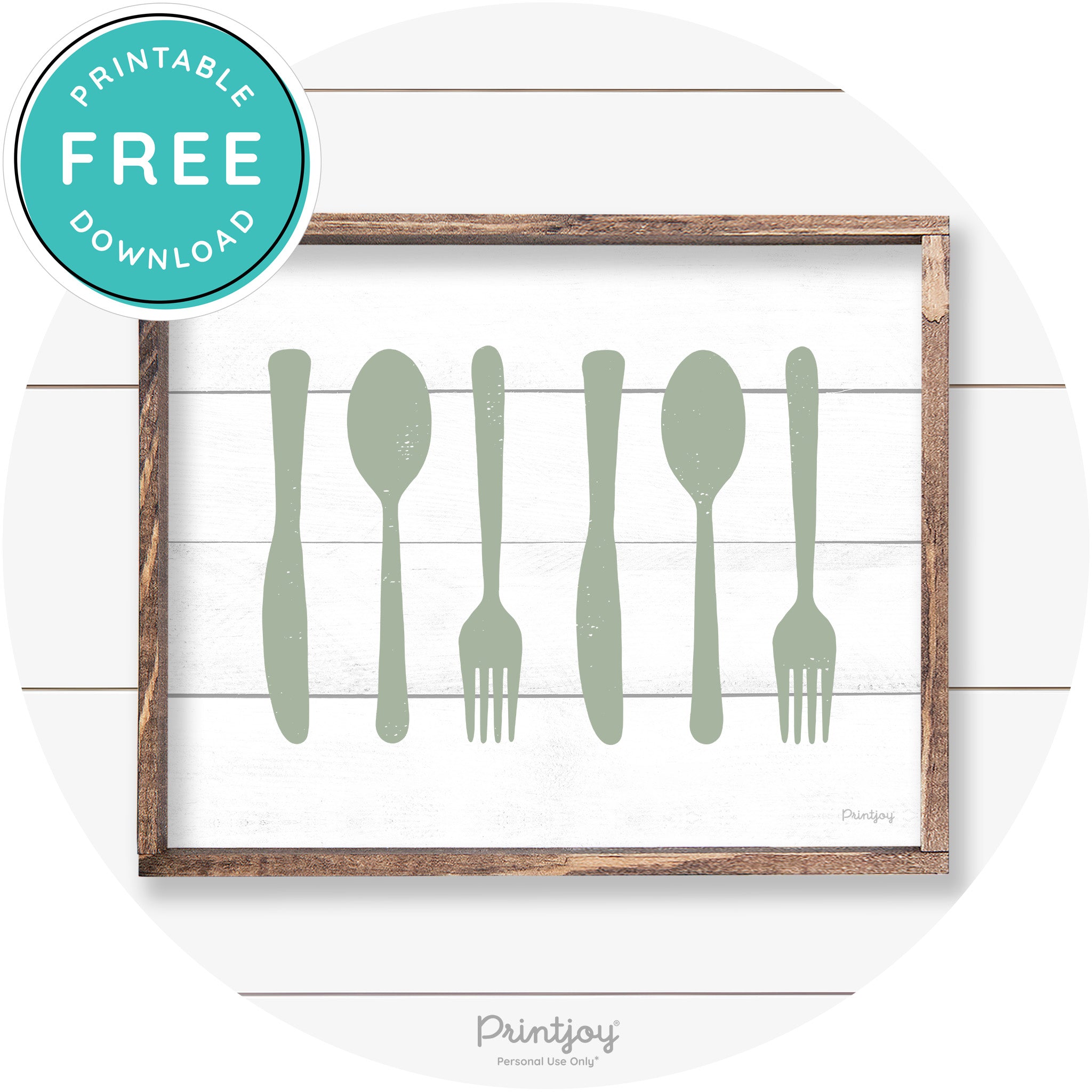 Fork Spoon Knife Pattern Farmhouse Kitchen Wall Art Free Printable