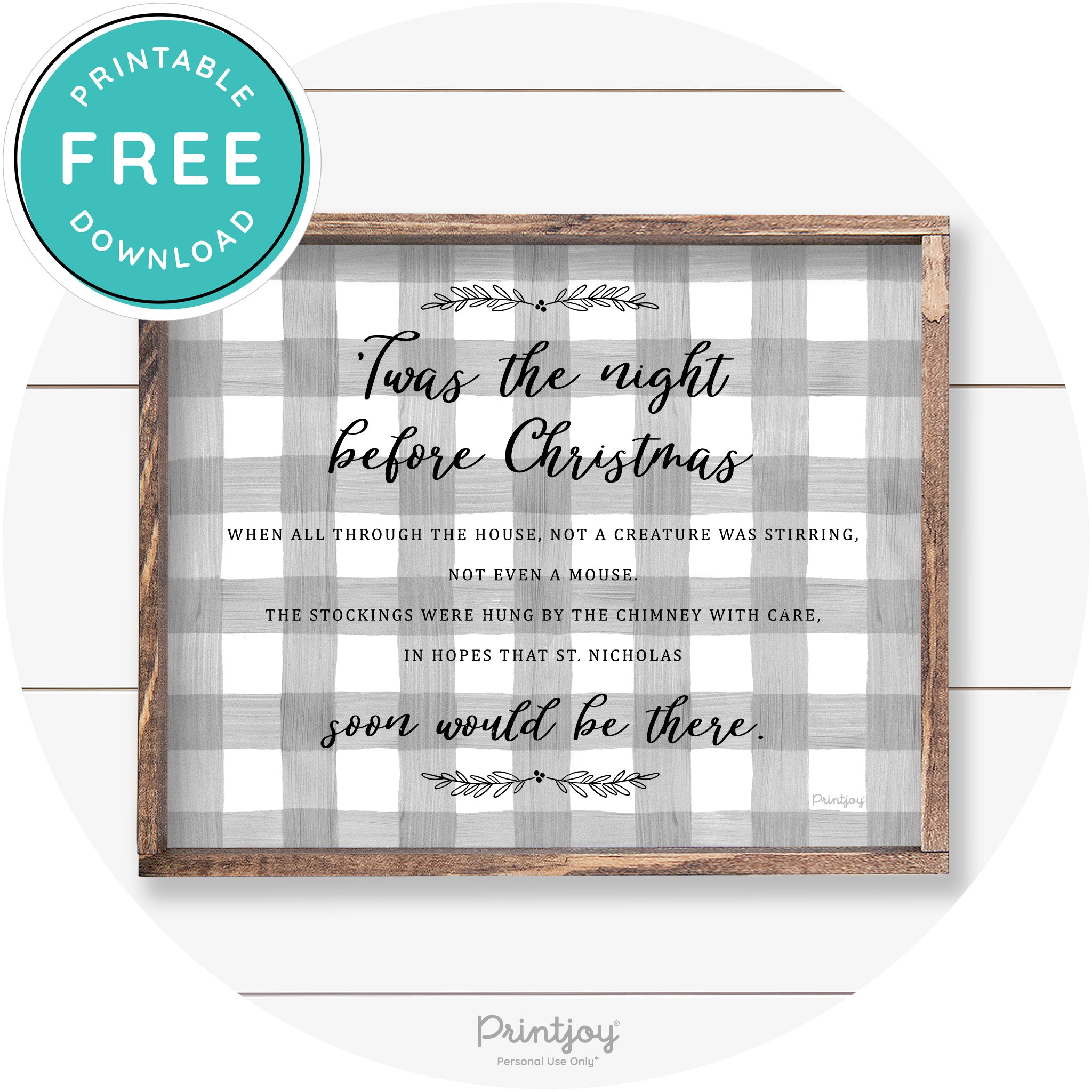'Twas The Night Before Christmas Farmhouse Wall Art Free Printable