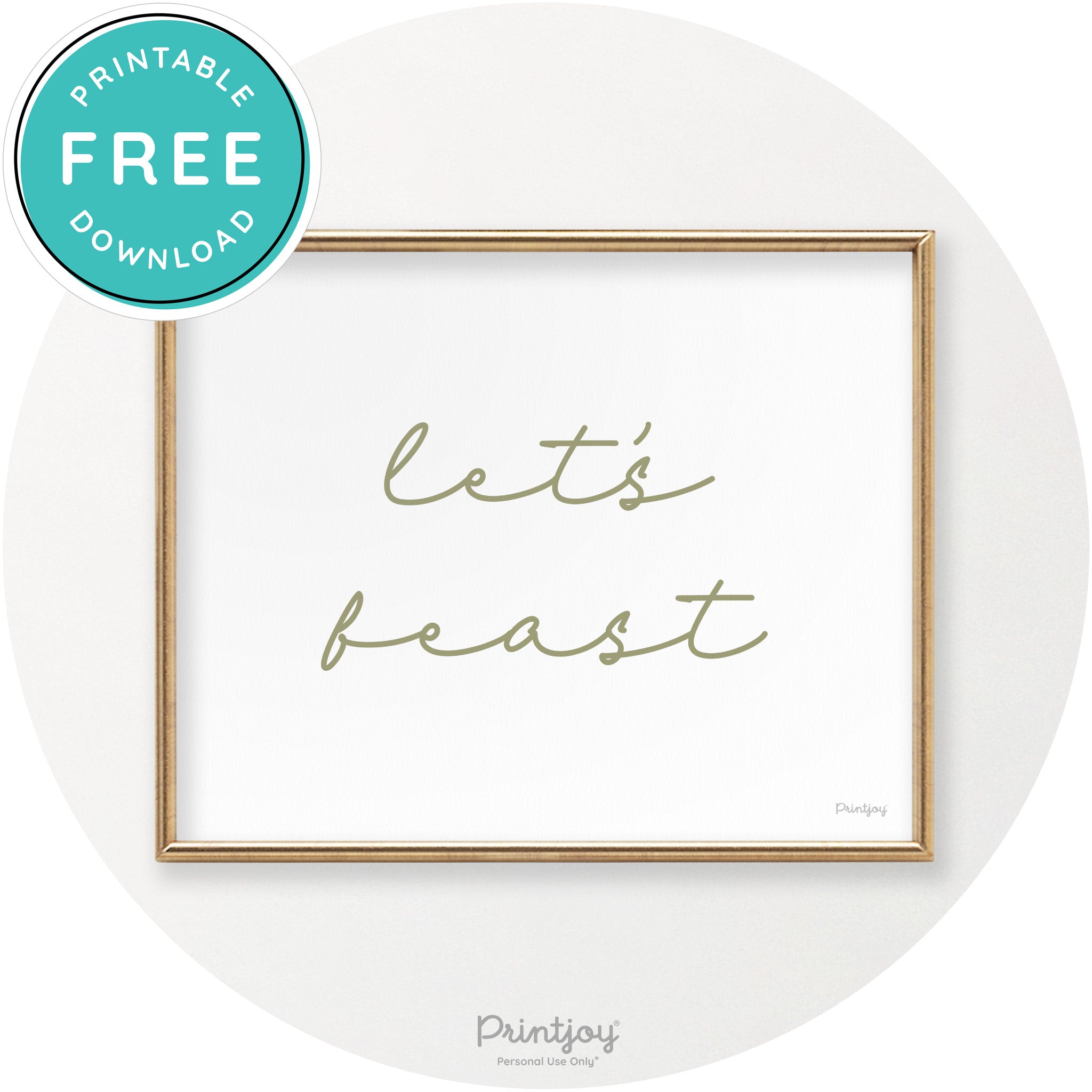 Let's Feast Cute Thanksgiving Modern Chic Wall Art Printable