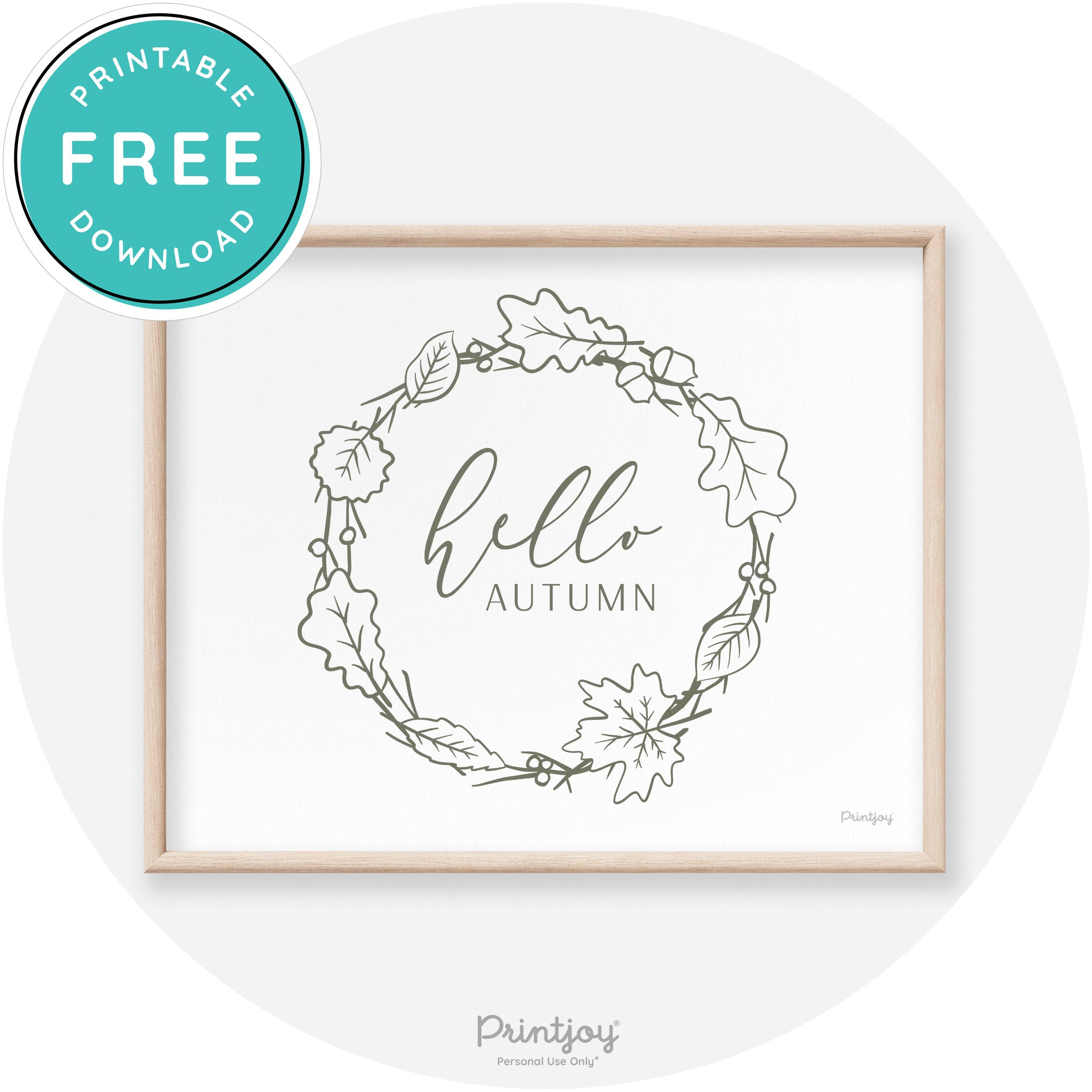 Hello Autumn Fall Wreath Transitional Decor Wall Art Free Printable - Printjoy