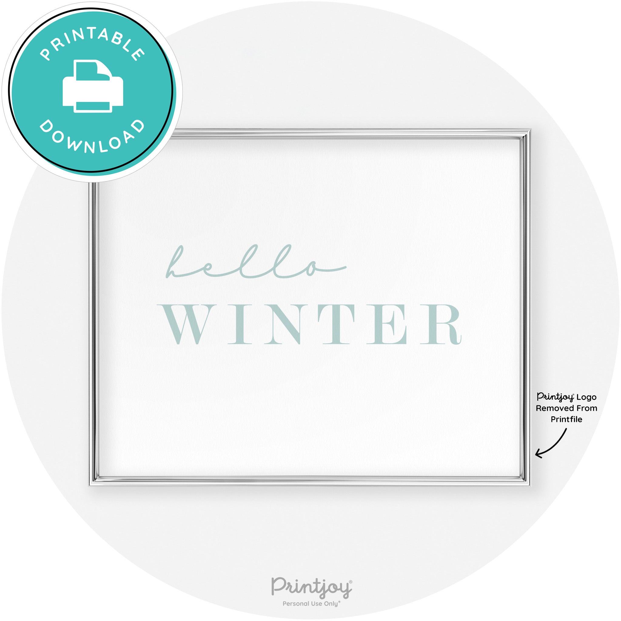Hello Winter Cute Seasonal Modern Chic Wall Art Decor Free Printable