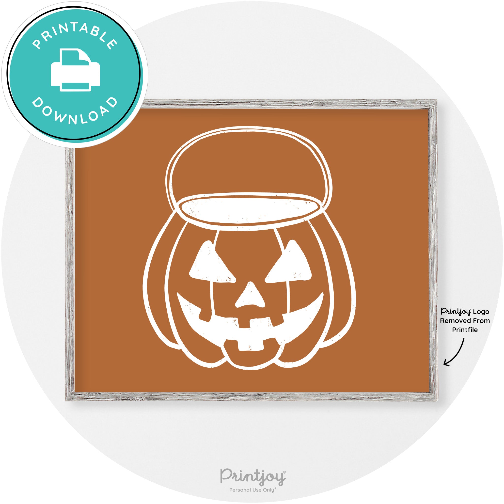 Jack O Lantern Treat Bucket Vintage Halloween Wall Art Free Printable - Printjoy