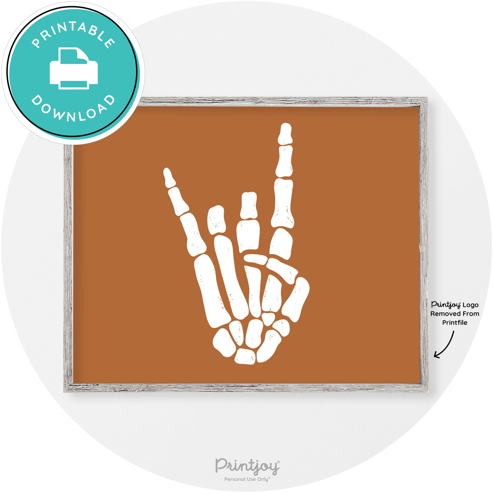Skeleton Rock On Hand Bones Vintage Halloween Wall Art Free Printable - Printjoy