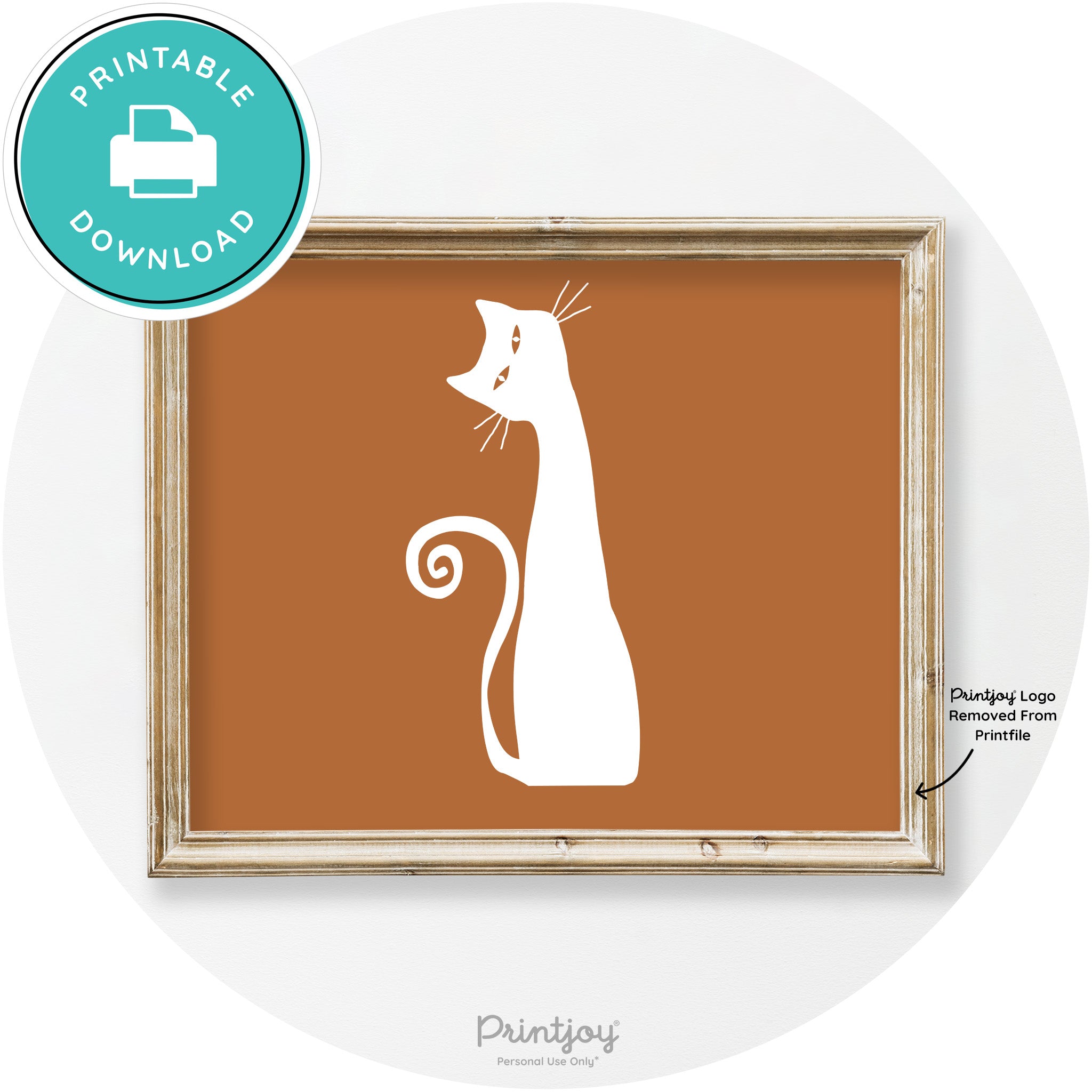 Creepy Skinny Cat Modern Vintage Halloween Wall Art Free Printable