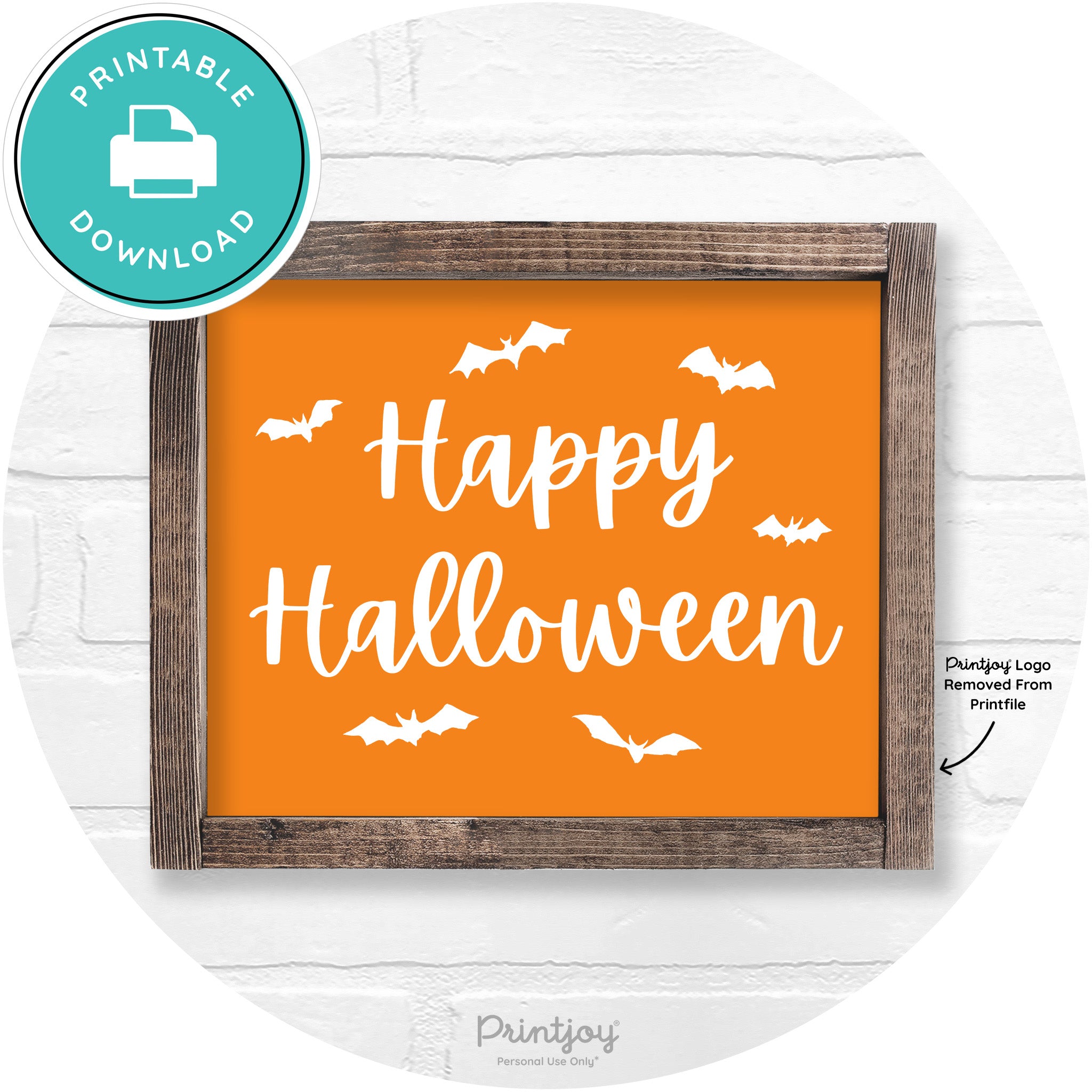 Happy Halloween Bats Rustic Farmhouse Wall Art Printable
