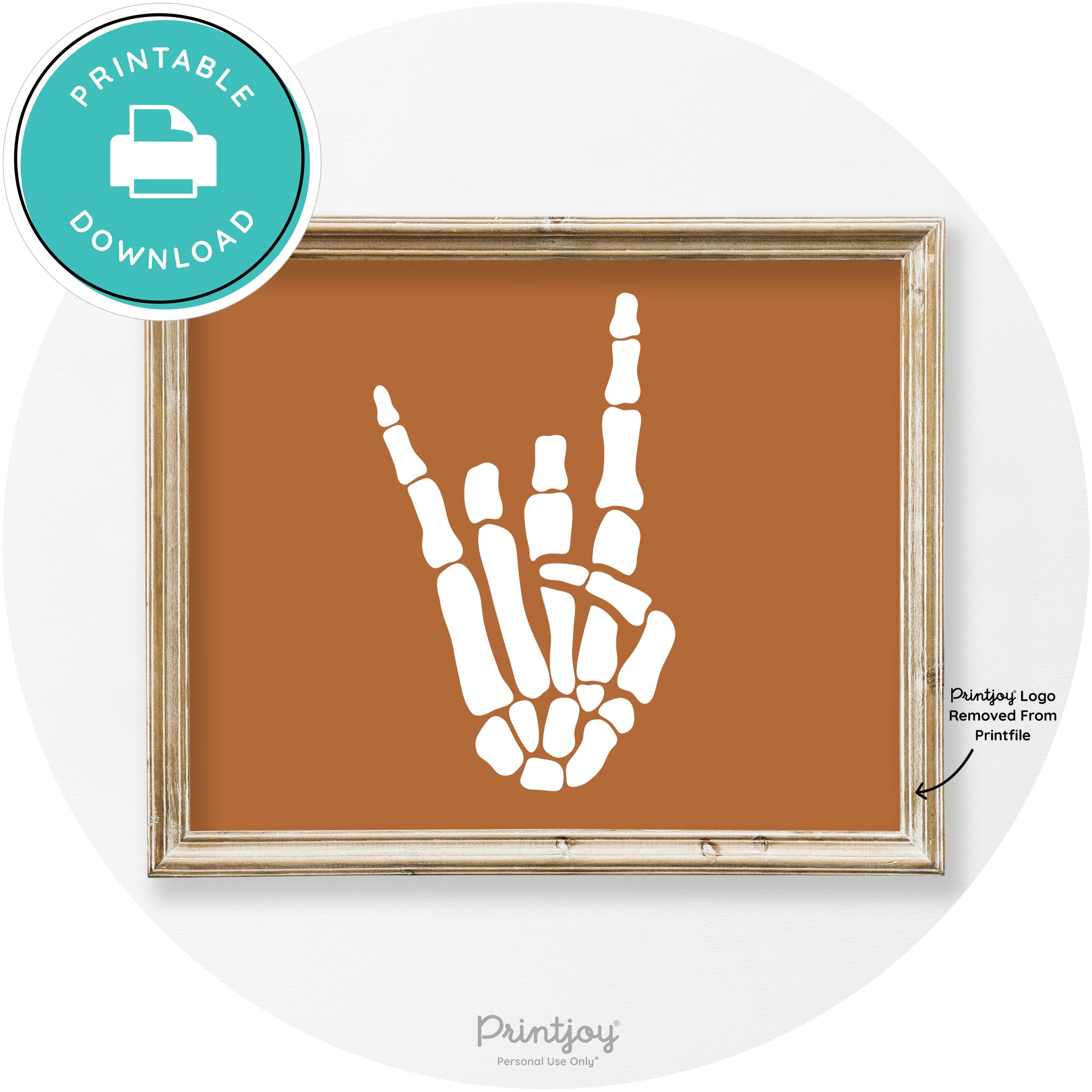 Skeleton Rock On Hand Bones Vintage Halloween Wall Art Free Printable