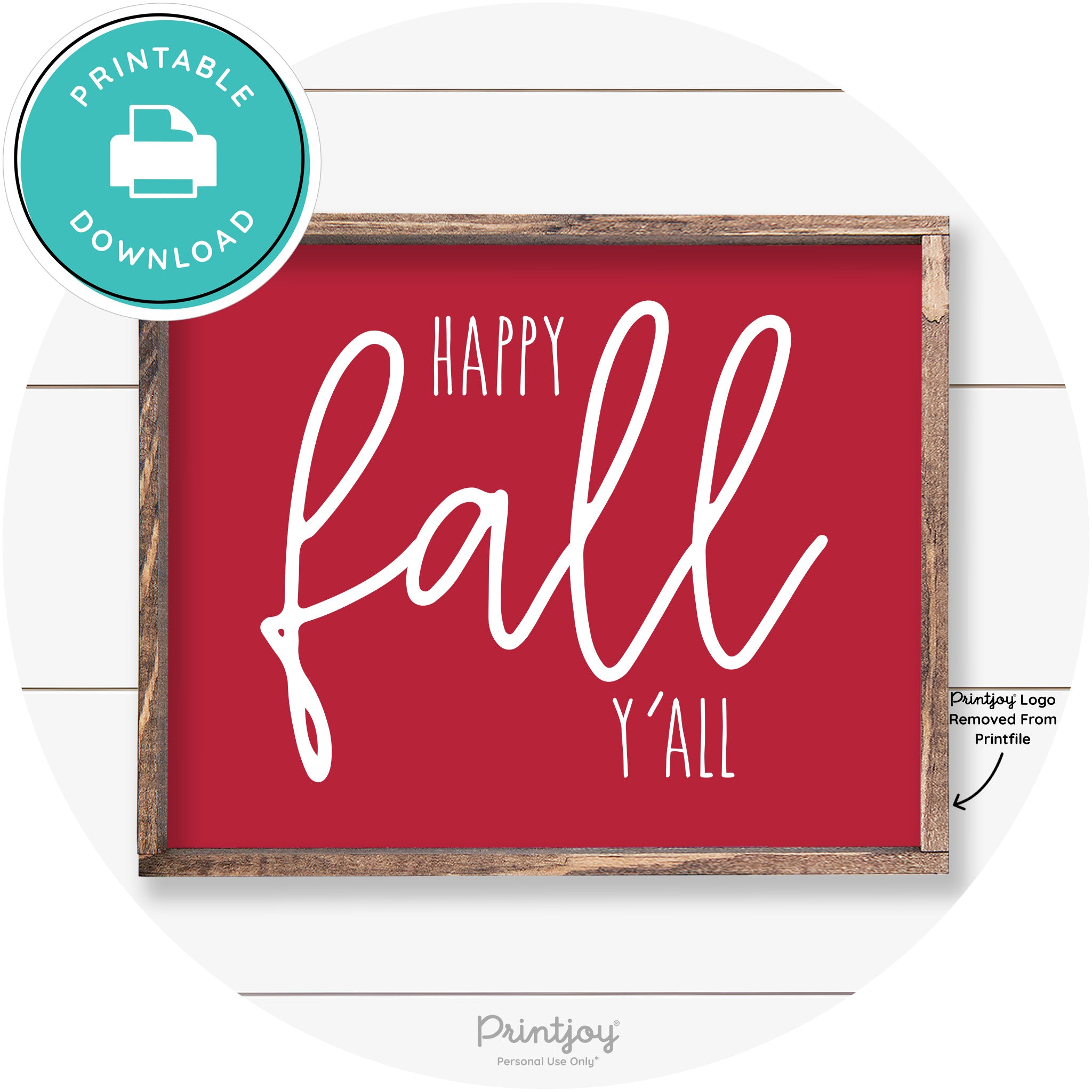 Happy Fall Y'all Cute Farmhouse Autumn Wall Art Decor Free Printable