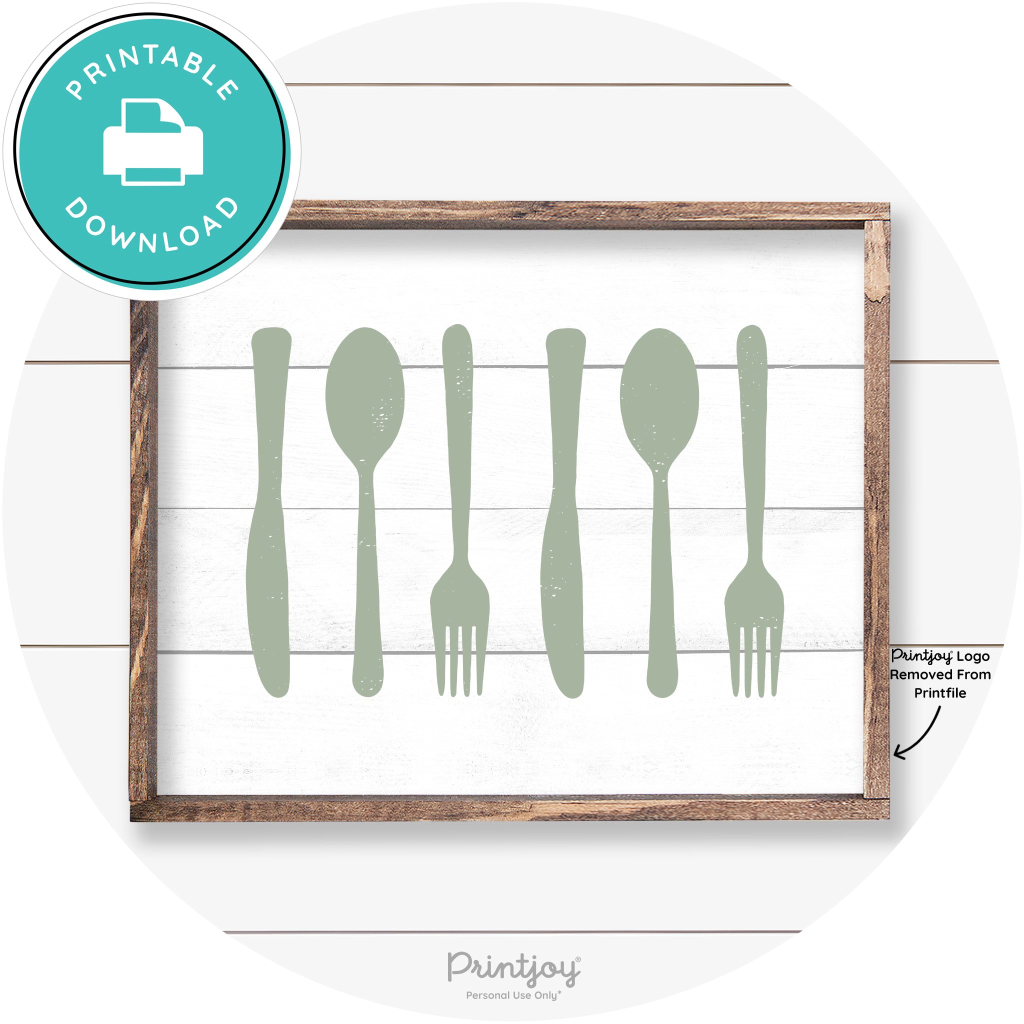 Fork Spoon Knife Pattern Farmhouse Kitchen Wall Art Free Printable