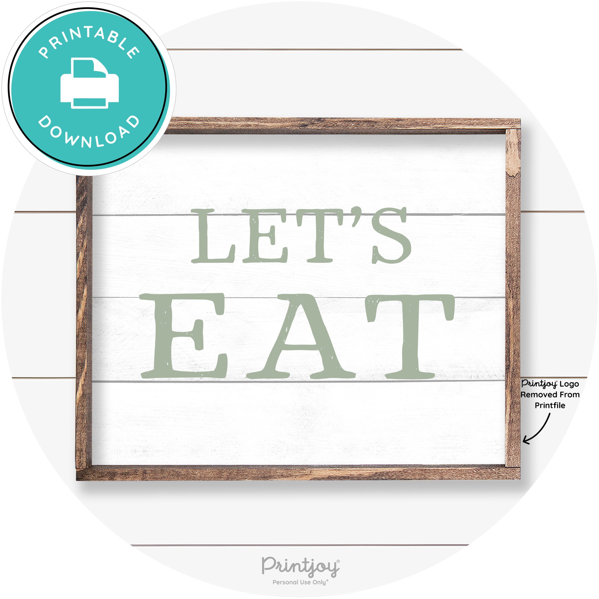 Let's Eat Kitchen Sign Rustic Farmhouse Wall Art Decor Free Printable