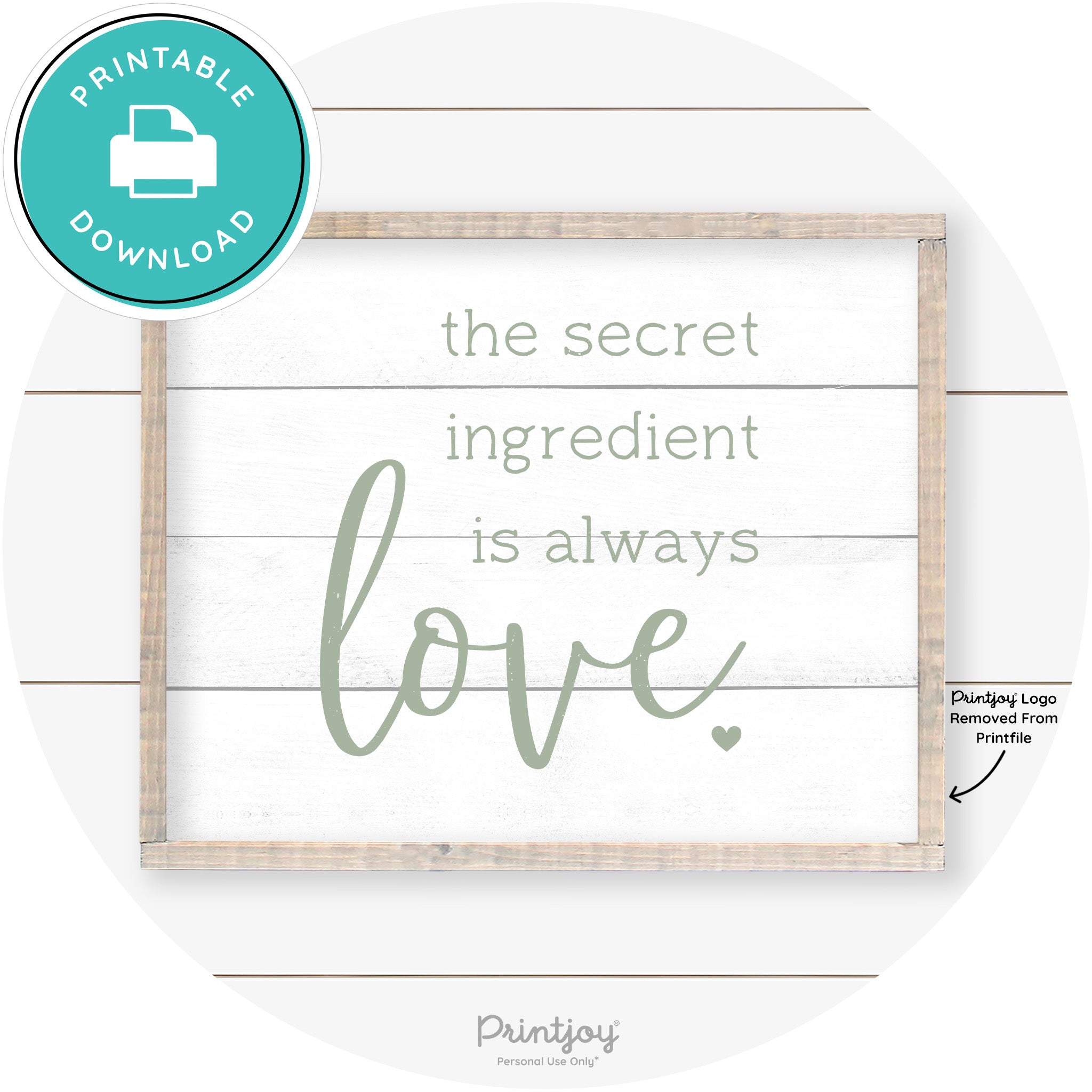 Secret Ingredient Is Love Farmhouse Kitchen Wall Art Free Printable