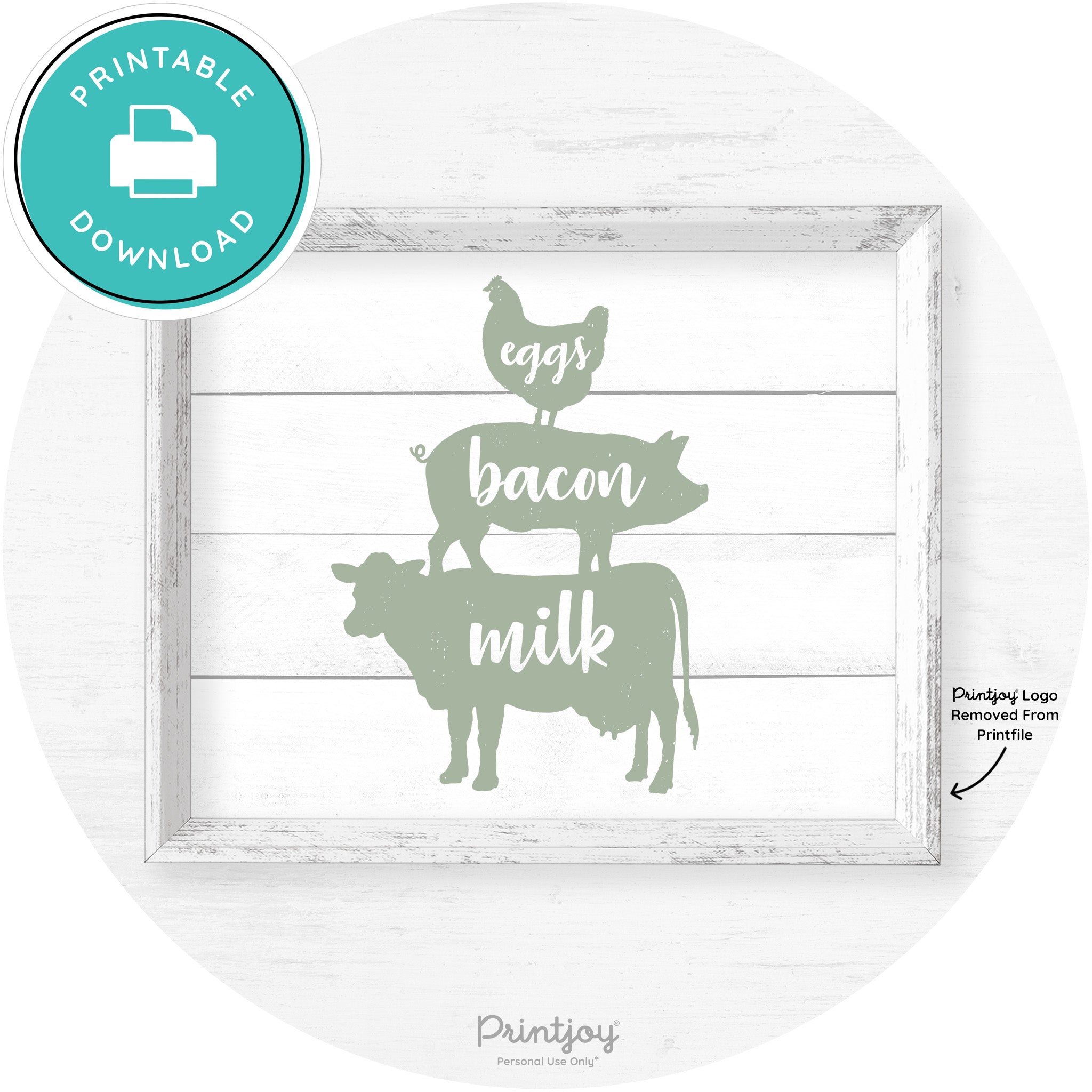 Stacked Farm Animals Eggs Bacon Milk Farmhouse Art Free Printable