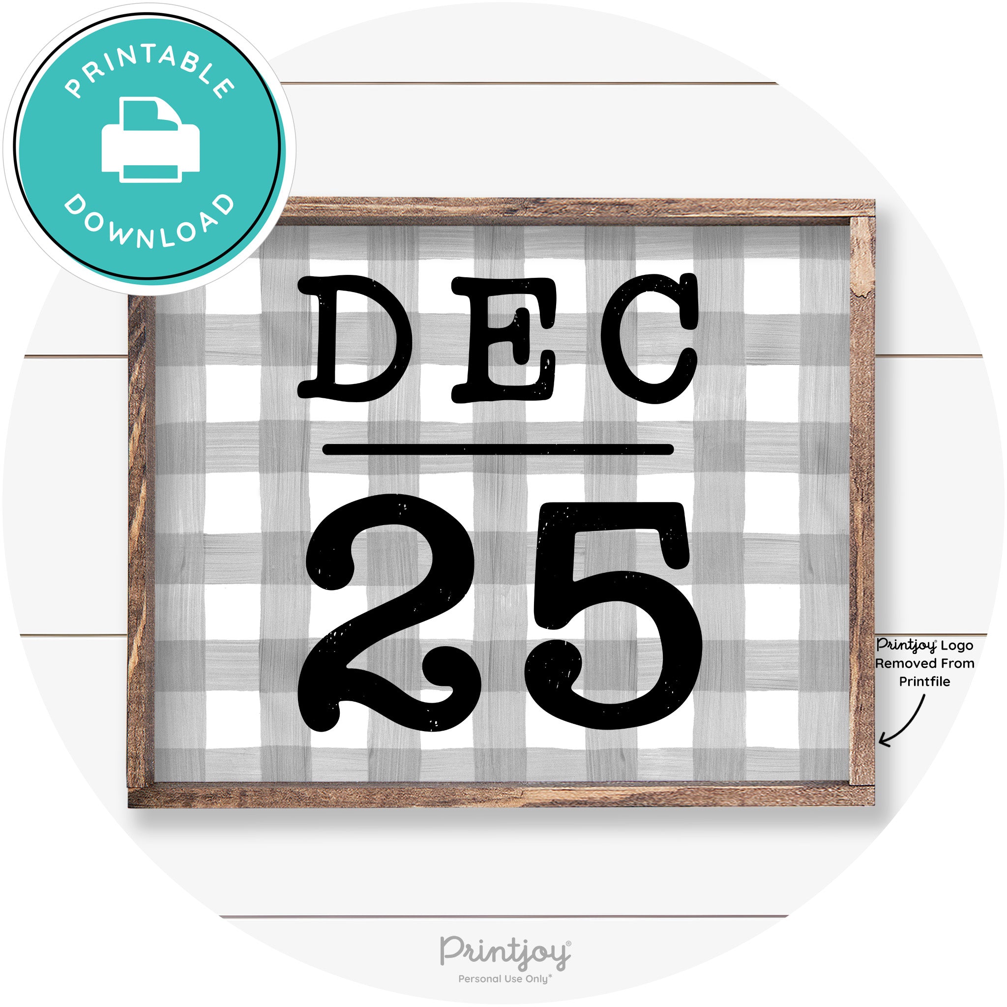Dec 25 Christmas Rustic Farmhouse Wall Art Decor Free Printable