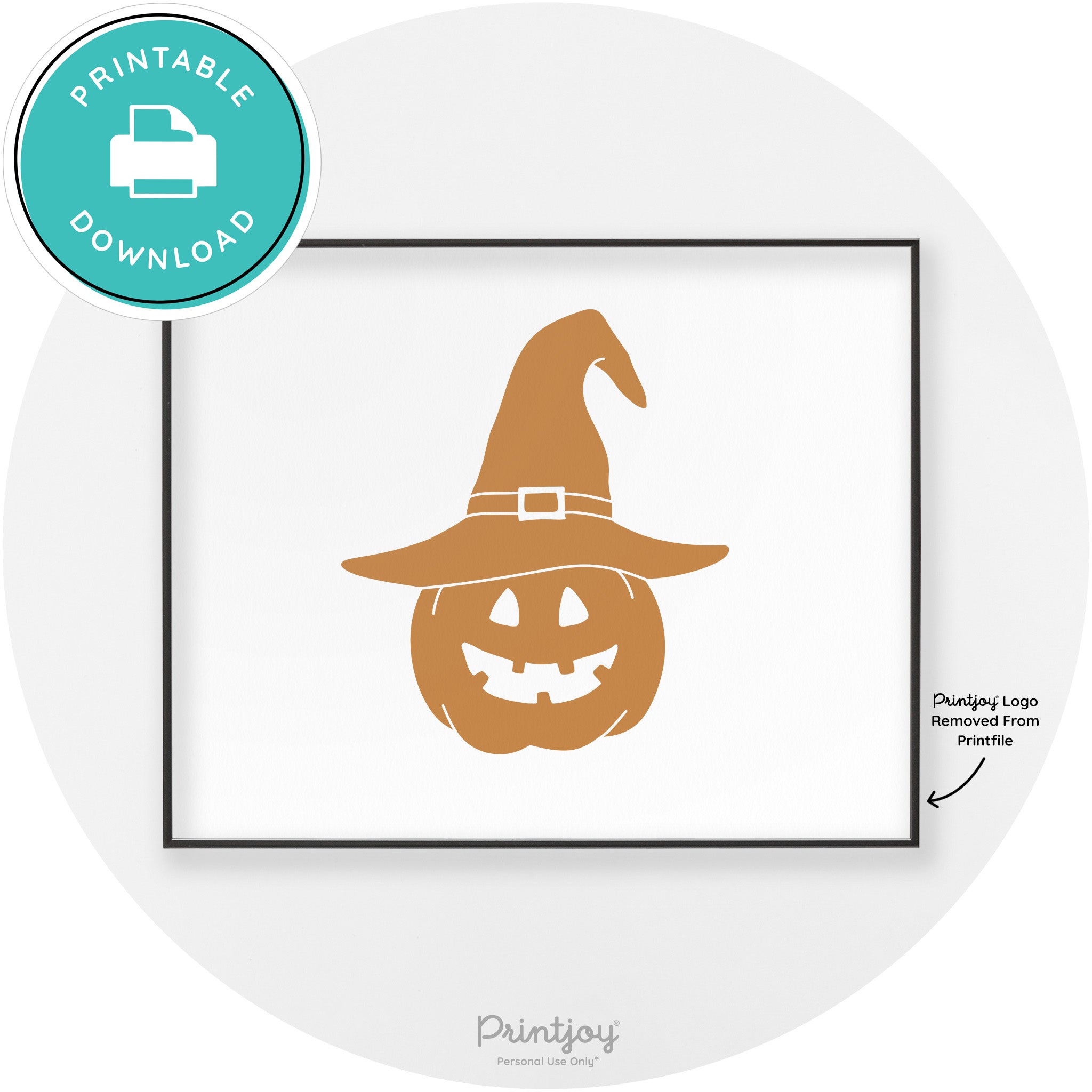Halloween Cute Witch Jack O Lantern Chic Wall Art Printable
