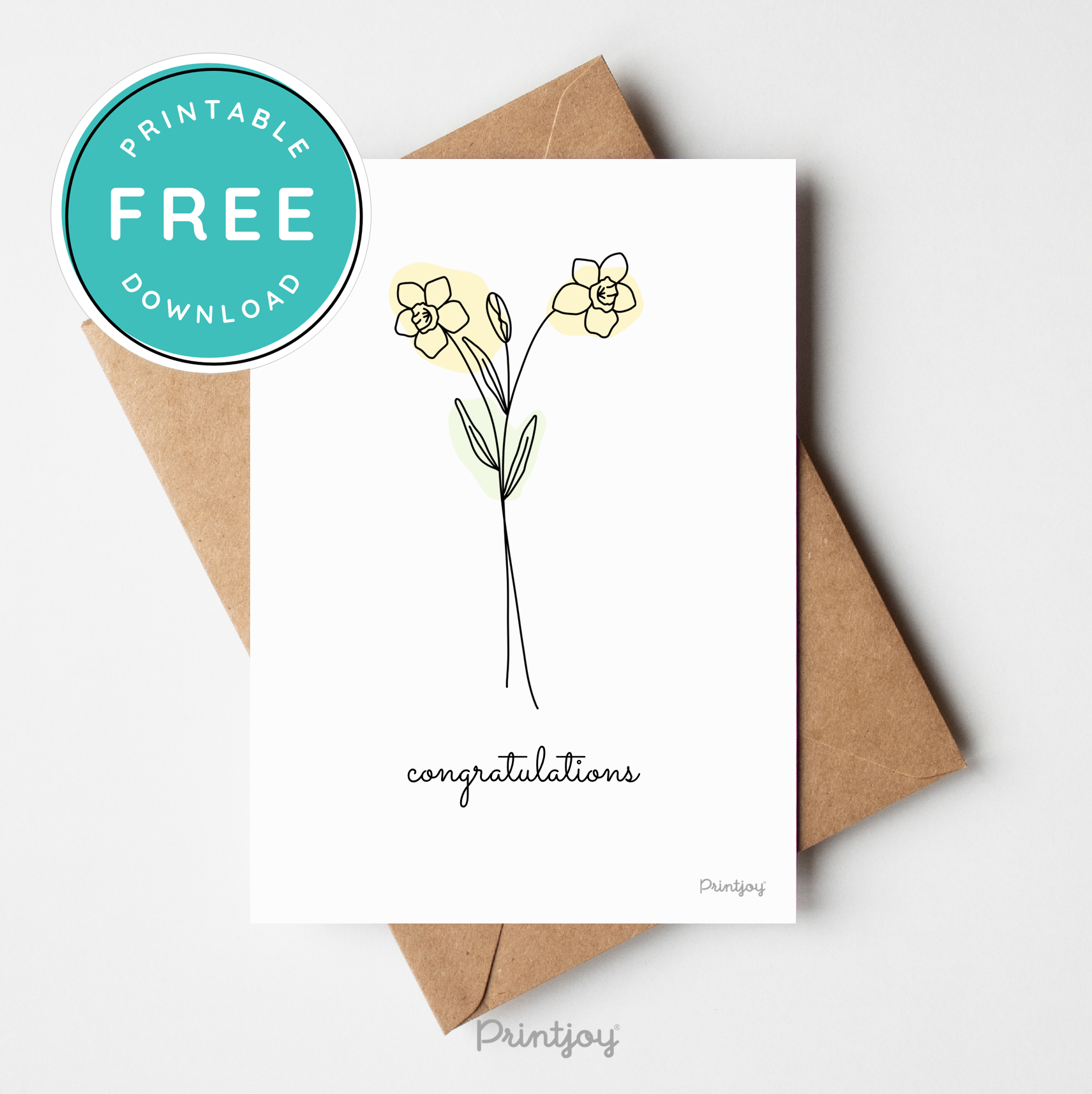 Congratulations Greeting Card Lovely Floral Line Art Free Printable