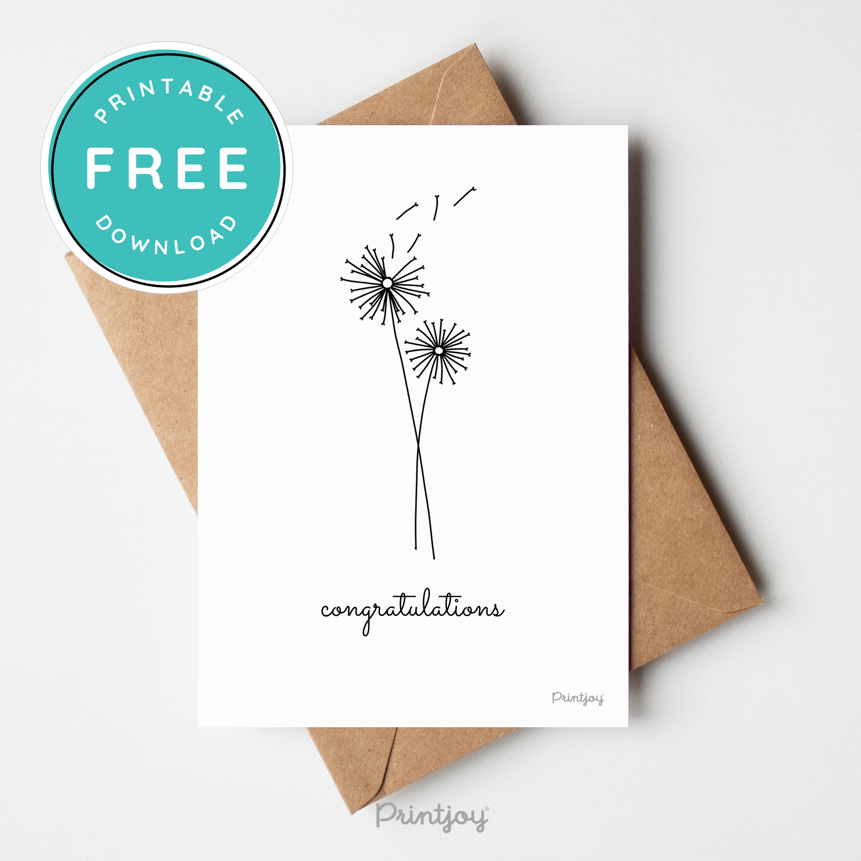 Congratulations Greeting Card Lovely Floral Line Art Free Printable