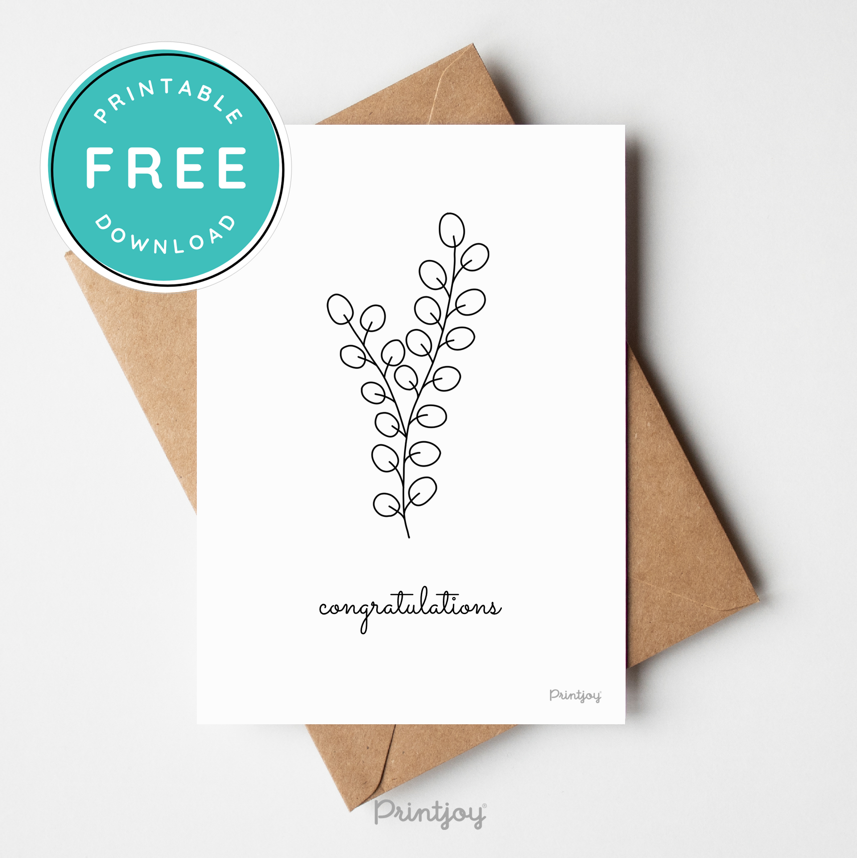 Congratulations Greeting Card Lovely Floral Line Art Free Printable